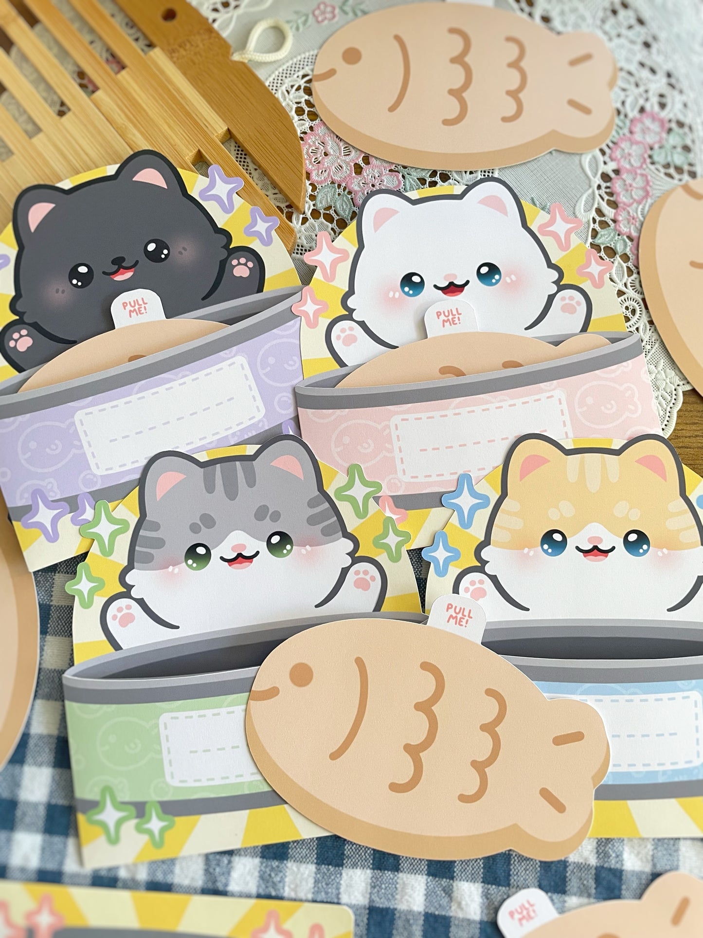 Cat with Canned Taiyaki Fish Greeting Card