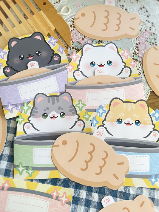 Cat with Canned Taiyaki Fish Greeting Card
