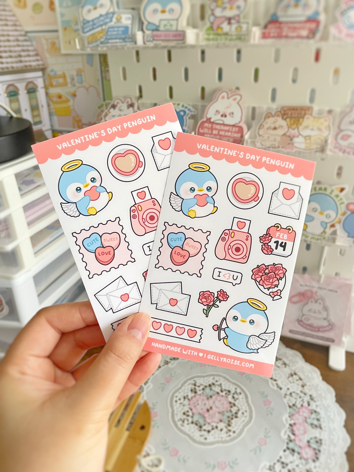 NEW Valentines Day Penguin Sticker Sheet