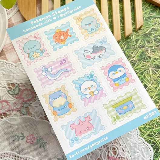 Water Poke Stamps Sticker Sheet