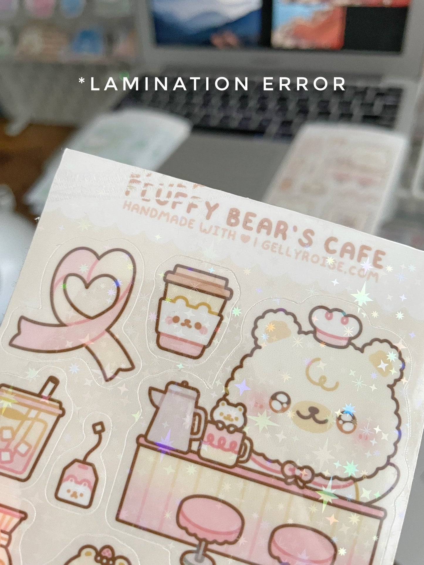 B - grade Fluffy Bear's Cafe Sticker Sheet - Gelly Roise