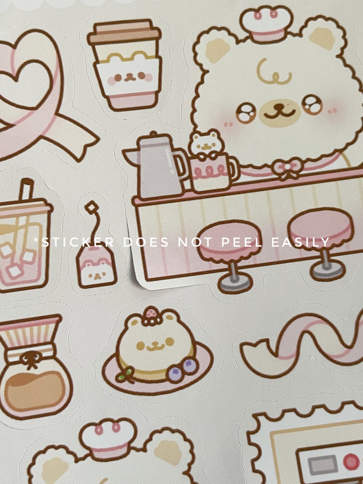 B - grade Fluffy Bear's Cafe Sticker Sheet - Gelly Roise