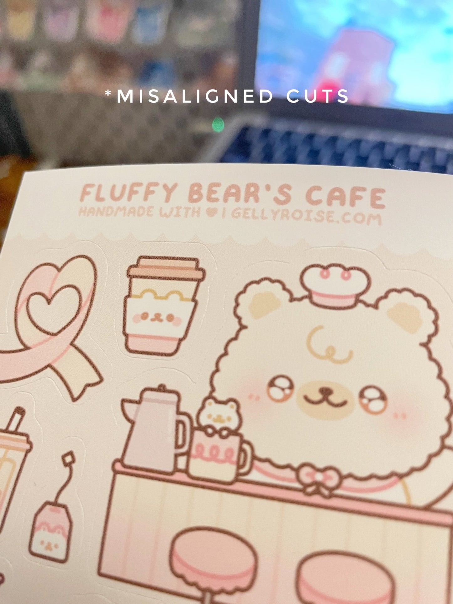 B - grade Fluffy Bear's Cafe Sticker Sheet - Gelly Roise