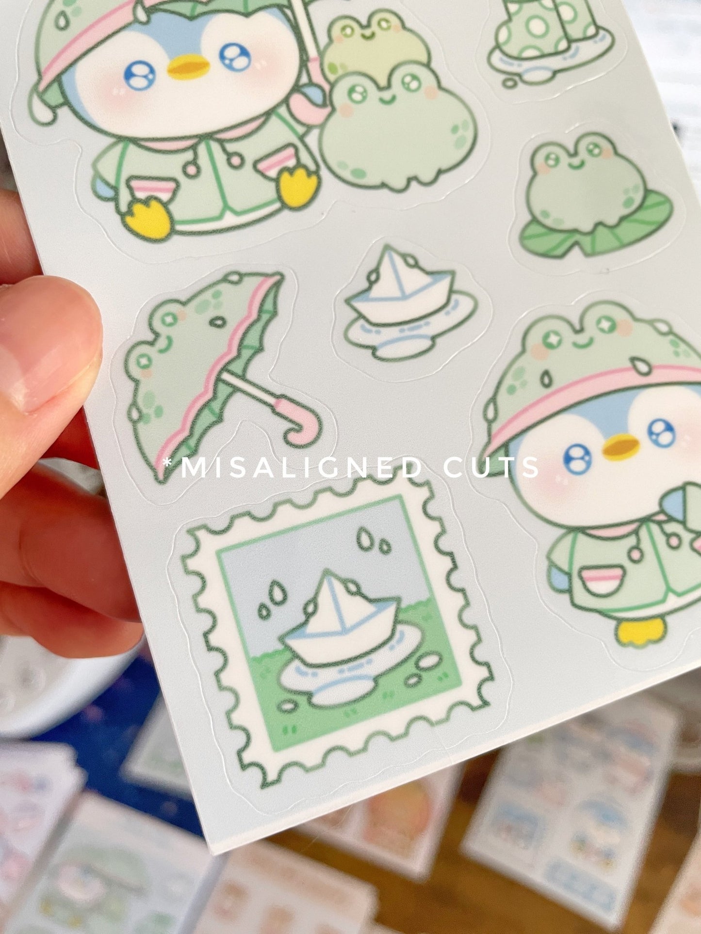 B - grade Rainy Day Penguin Sticker Sheet - Gelly Roise