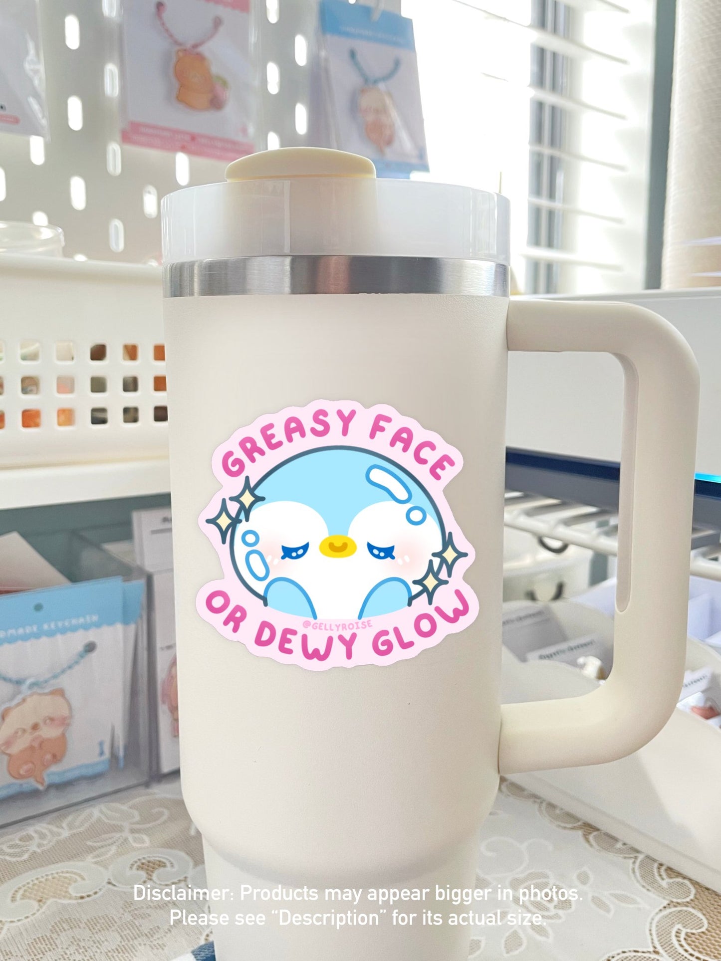 Greasy Face or Dewy Glow Waterproof Sticker - Gelly Roise