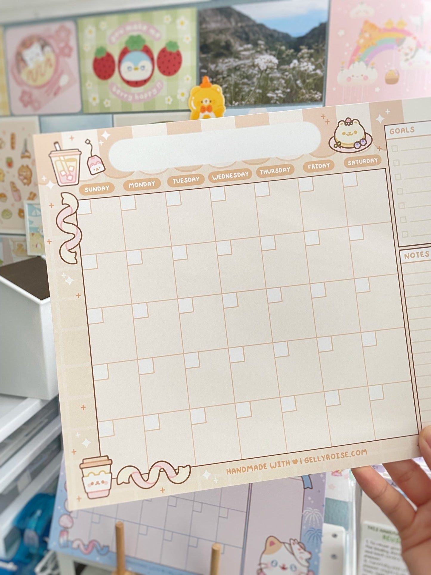 NEW Bear Cafe Handmade Monthly Desk Calendar - Gelly Roise