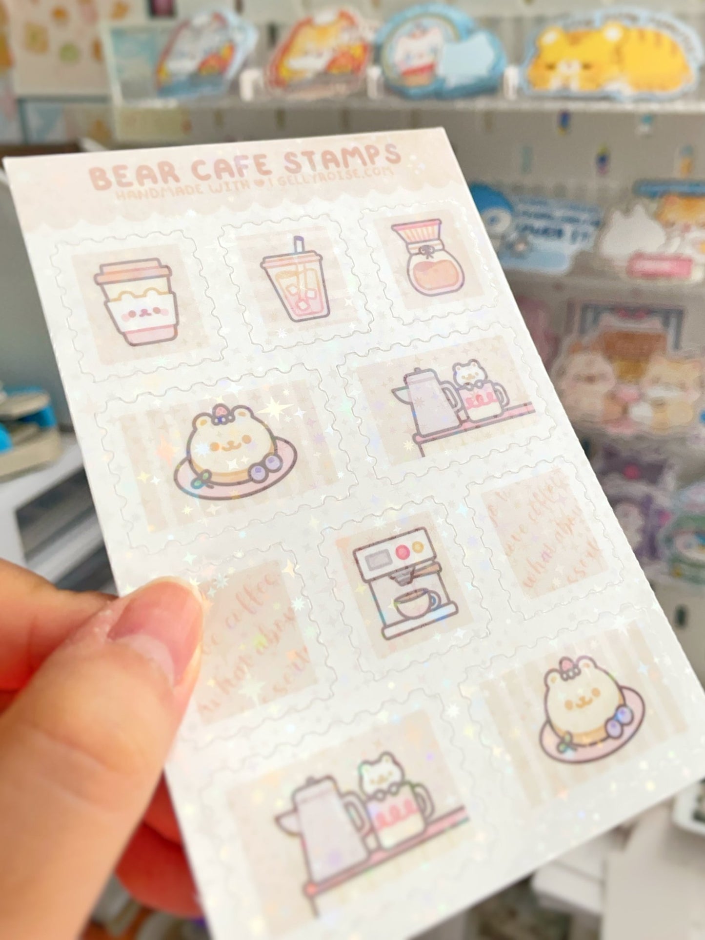 NEW Bear Cafe Stamps Sticker Sheet - Gelly Roise