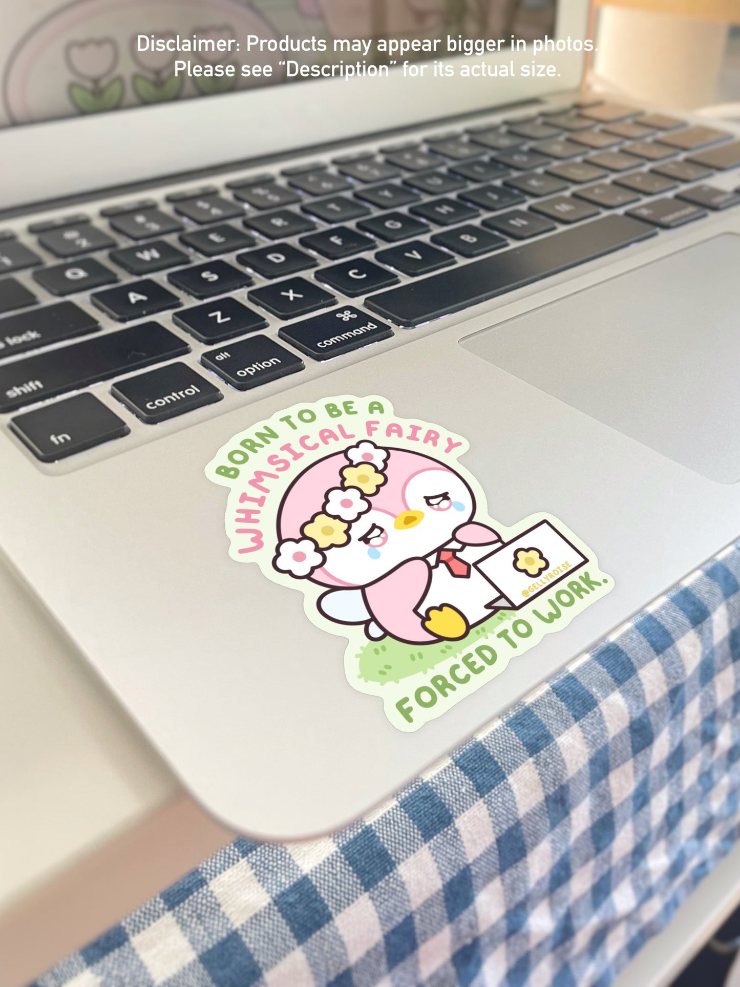 NEW Born to be Whimsical Fairy, Forced to Work Waterproof Sticker - Gelly Roise