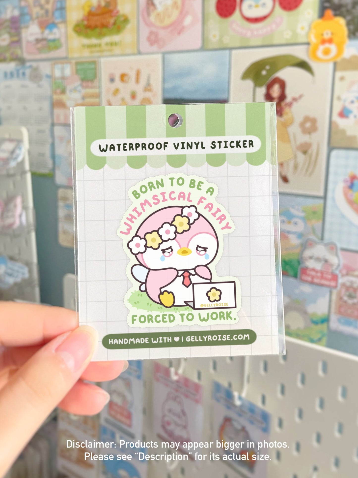 NEW Born to be Whimsical Fairy, Forced to Work Waterproof Sticker - Gelly Roise