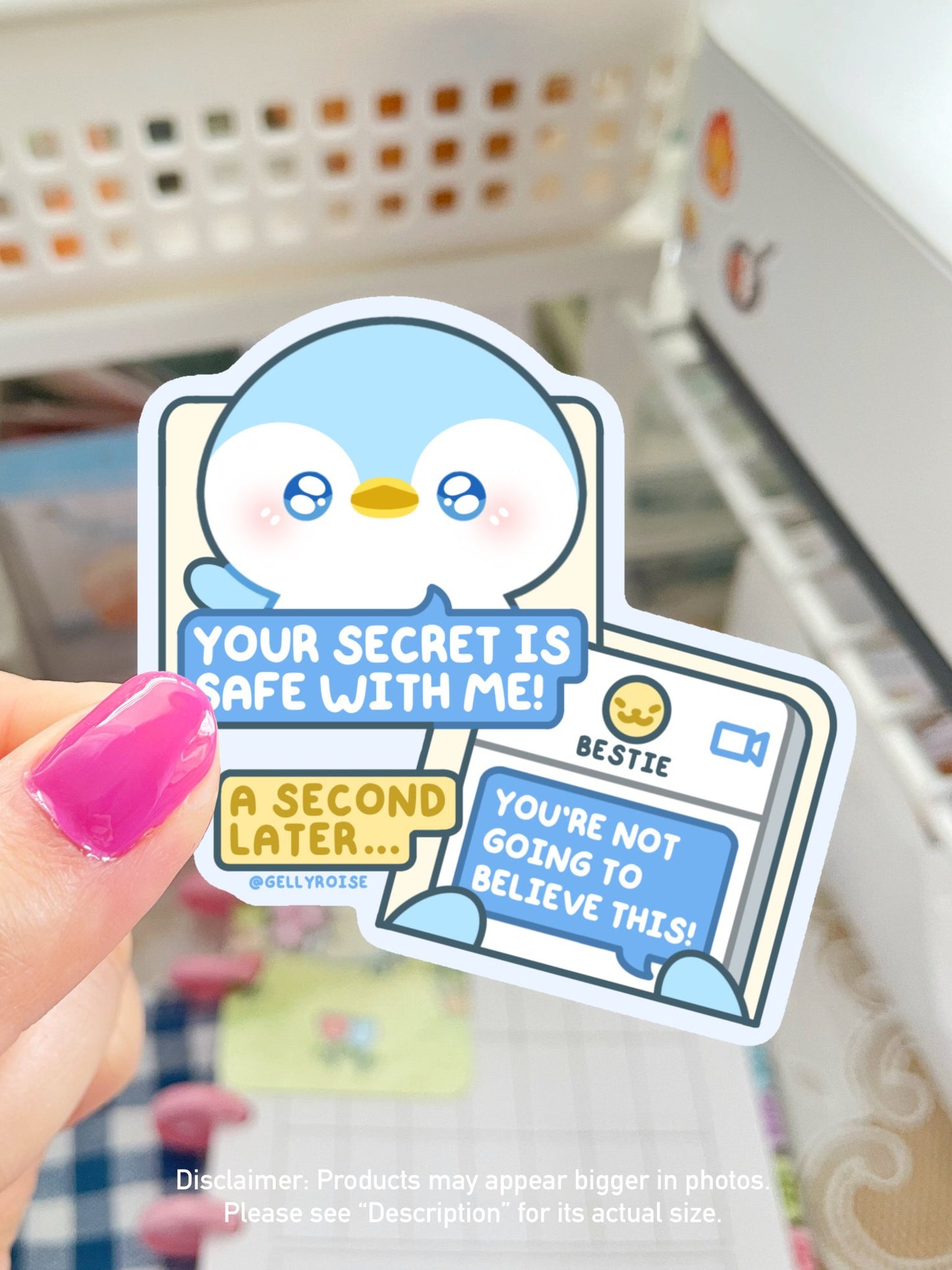 NEW Chismosa Blue Penguin Waterproof Sticker - Gelly Roise