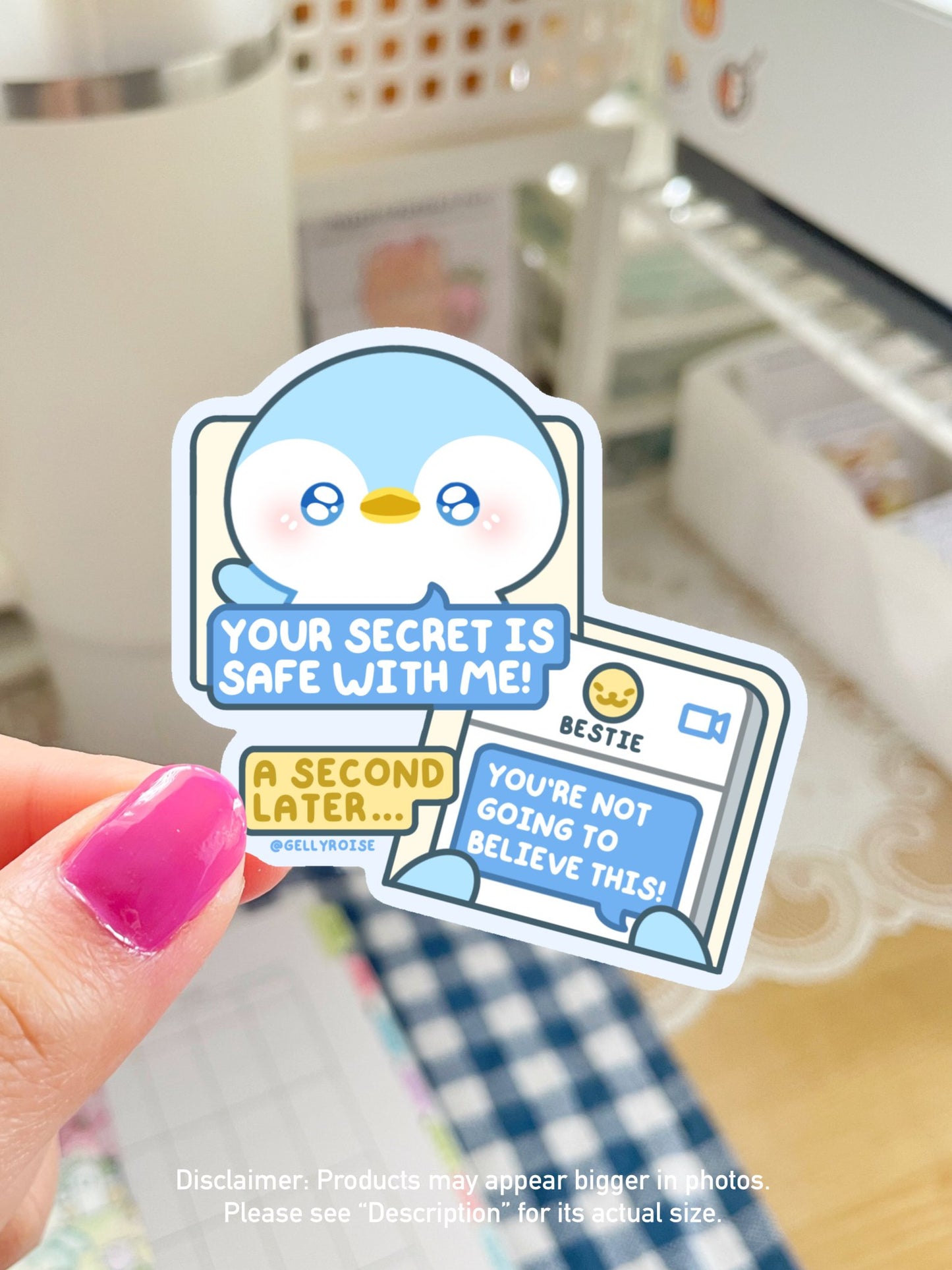 NEW Chismosa Blue Penguin Waterproof Sticker - Gelly Roise