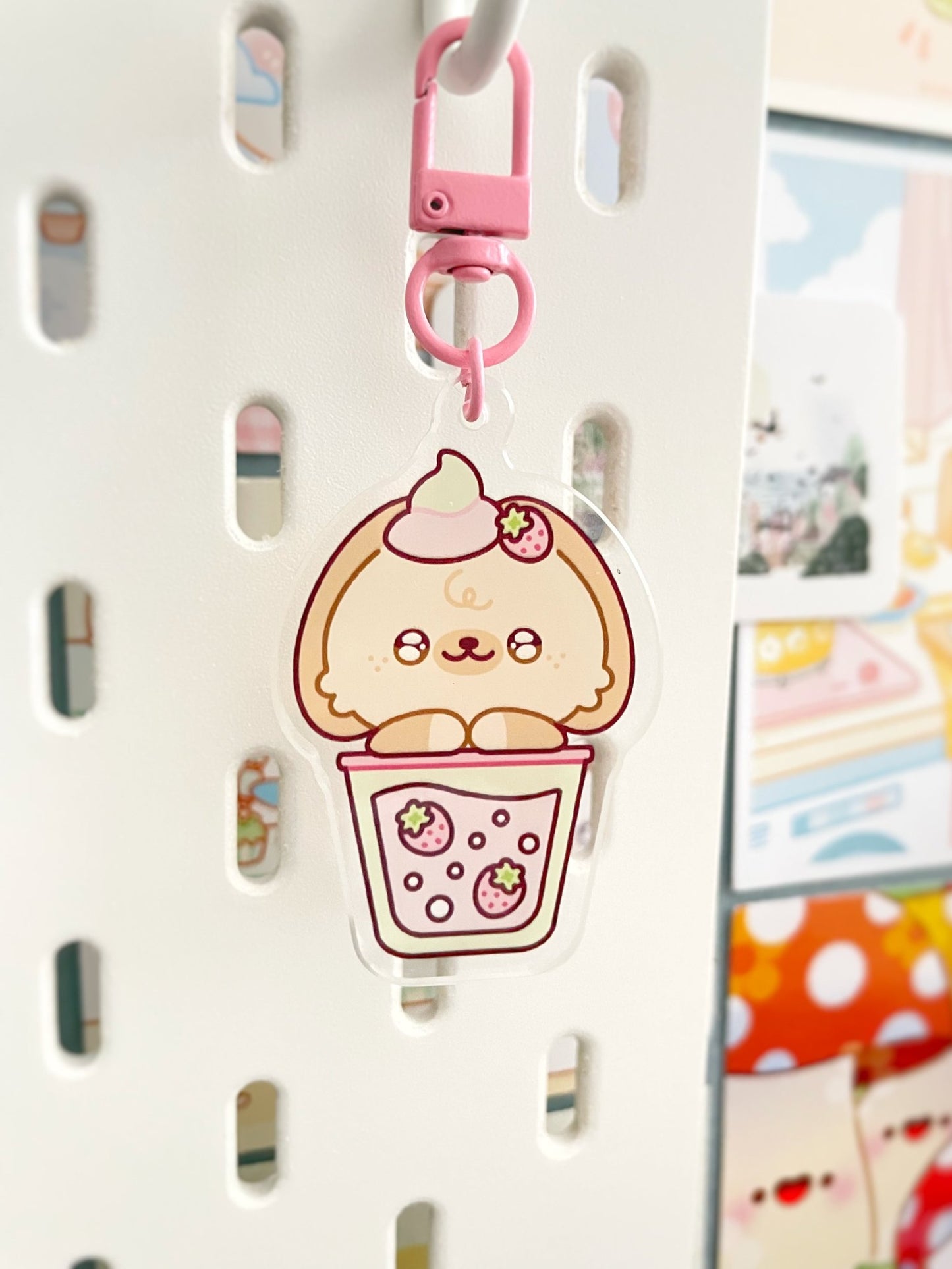 NEW Dragon or Bunny Fruit Drinks Keychains - Gelly Roise