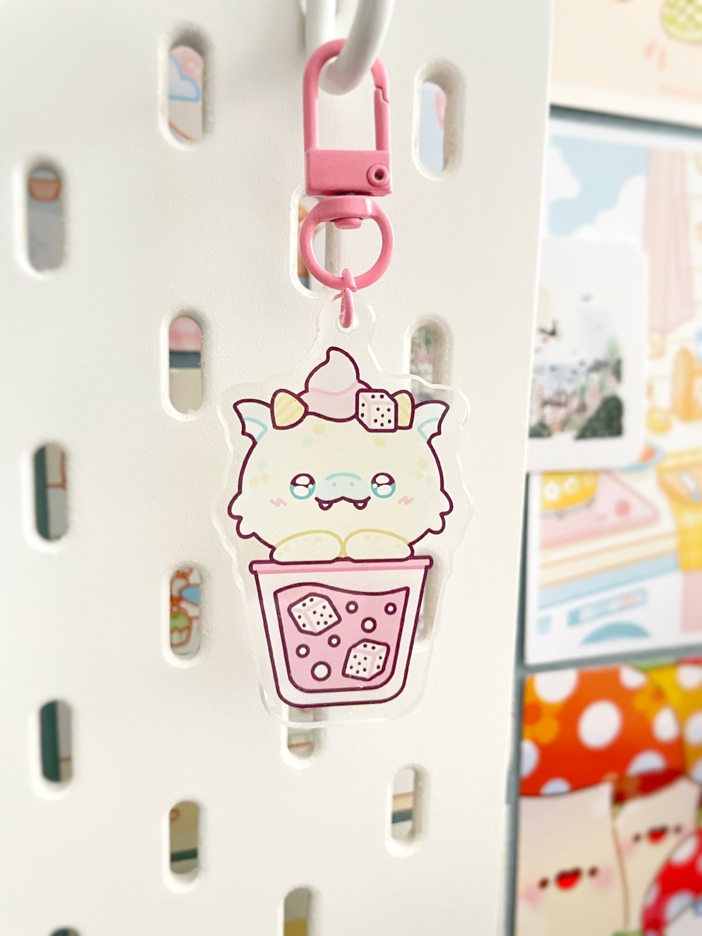 NEW Dragon or Bunny Fruit Drinks Keychains - Gelly Roise