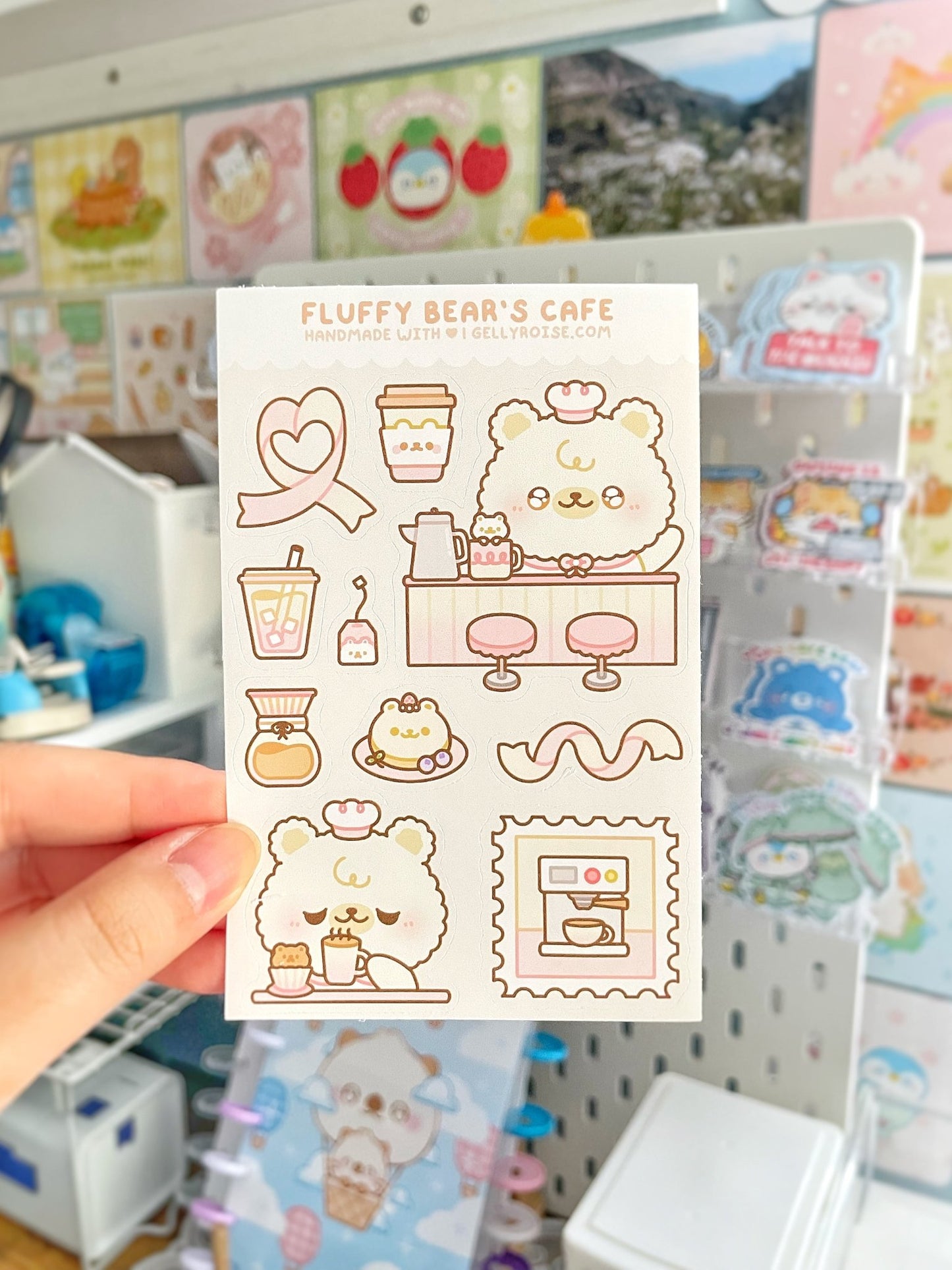 NEW Fluffy Bear's Cafe Sticker Sheet - Gelly Roise