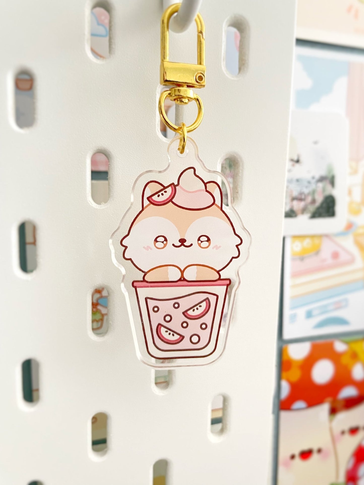 NEW Fox and Cat Fruit Drinks Keychains - Gelly Roise