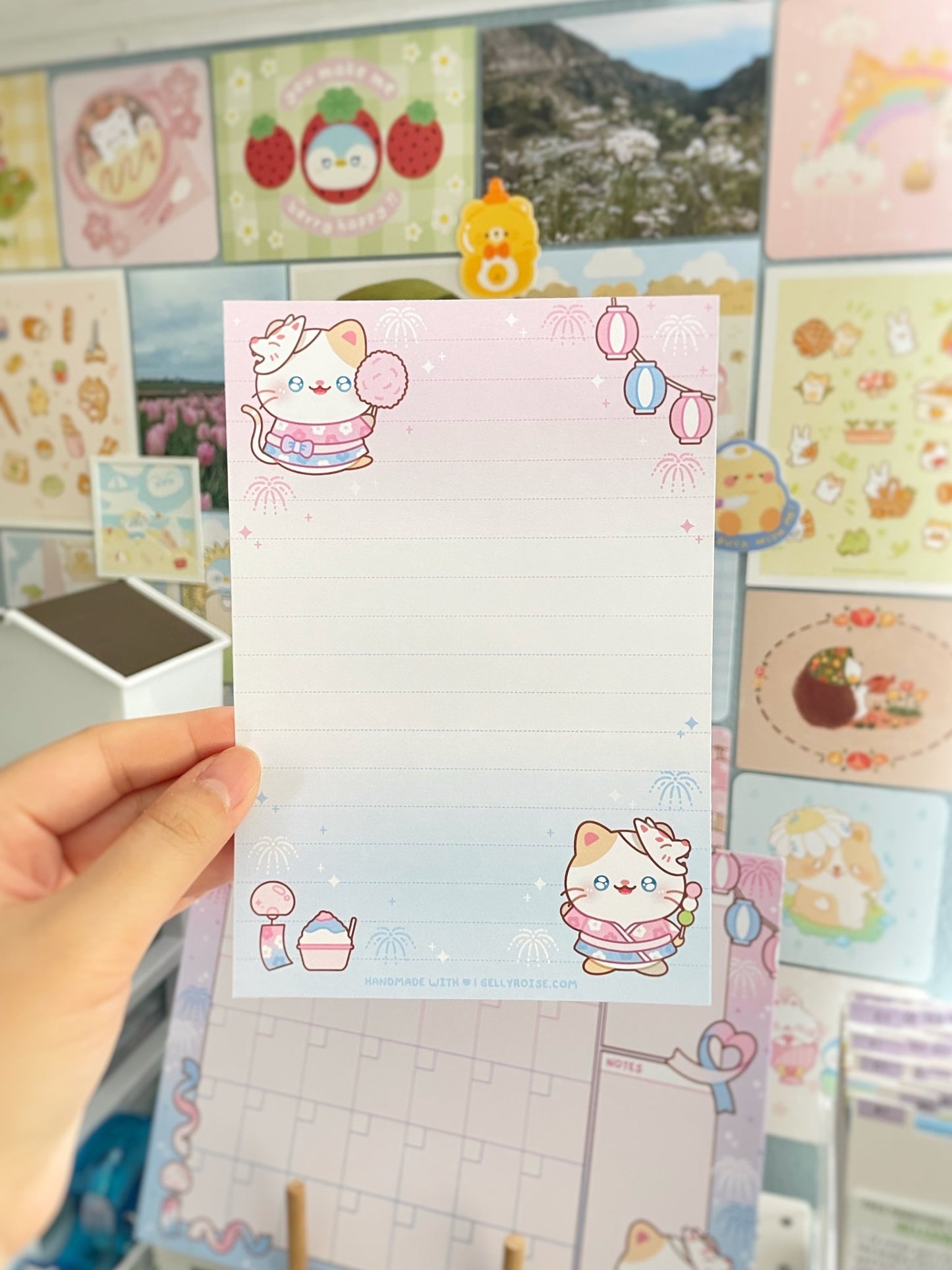NEW Japan Festival Cat Handmade Stationery Set - Gelly Roise