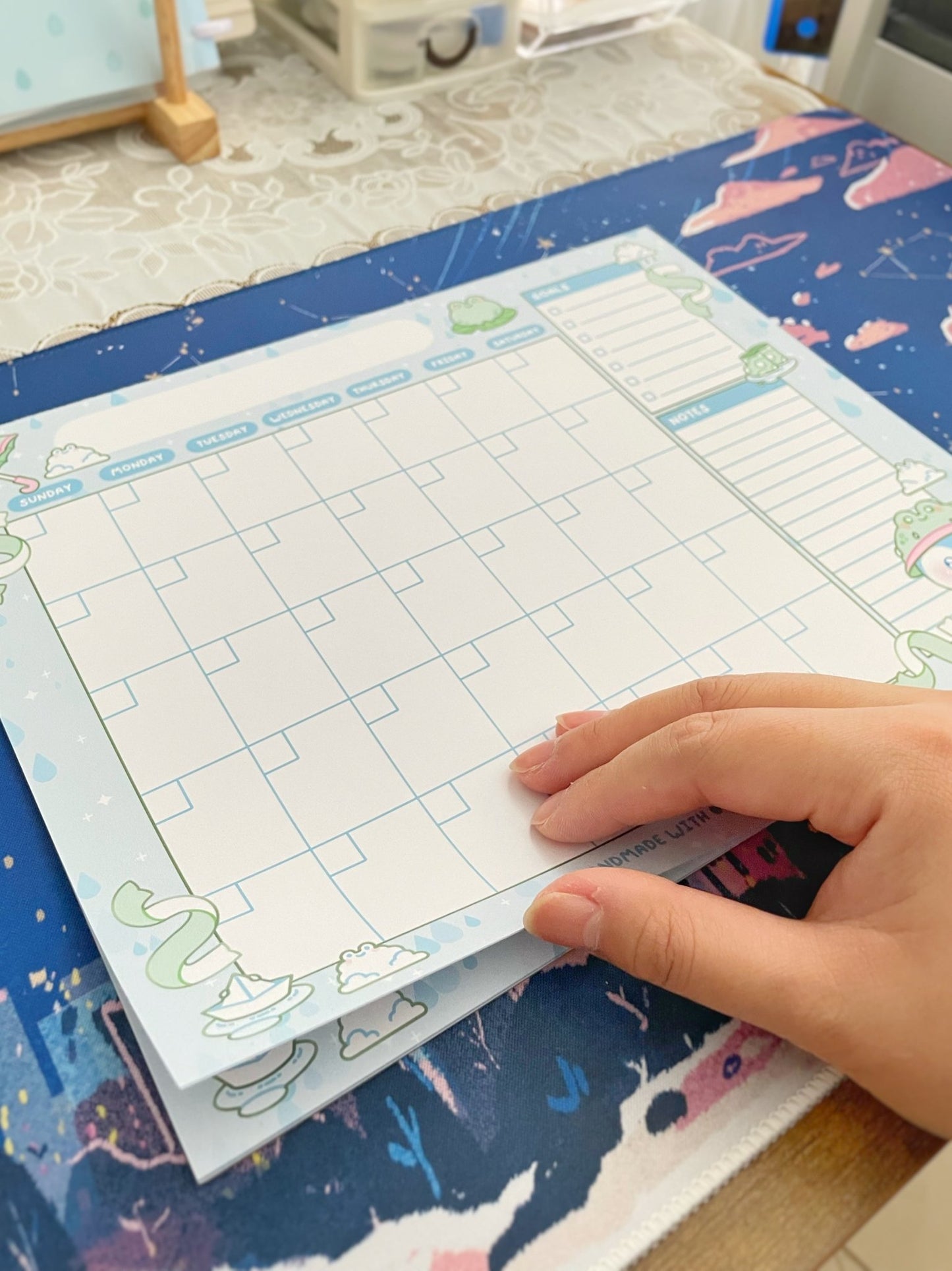 NEW Rainy Day Penguin Handmade Monthly Desk Calendar - Gelly Roise