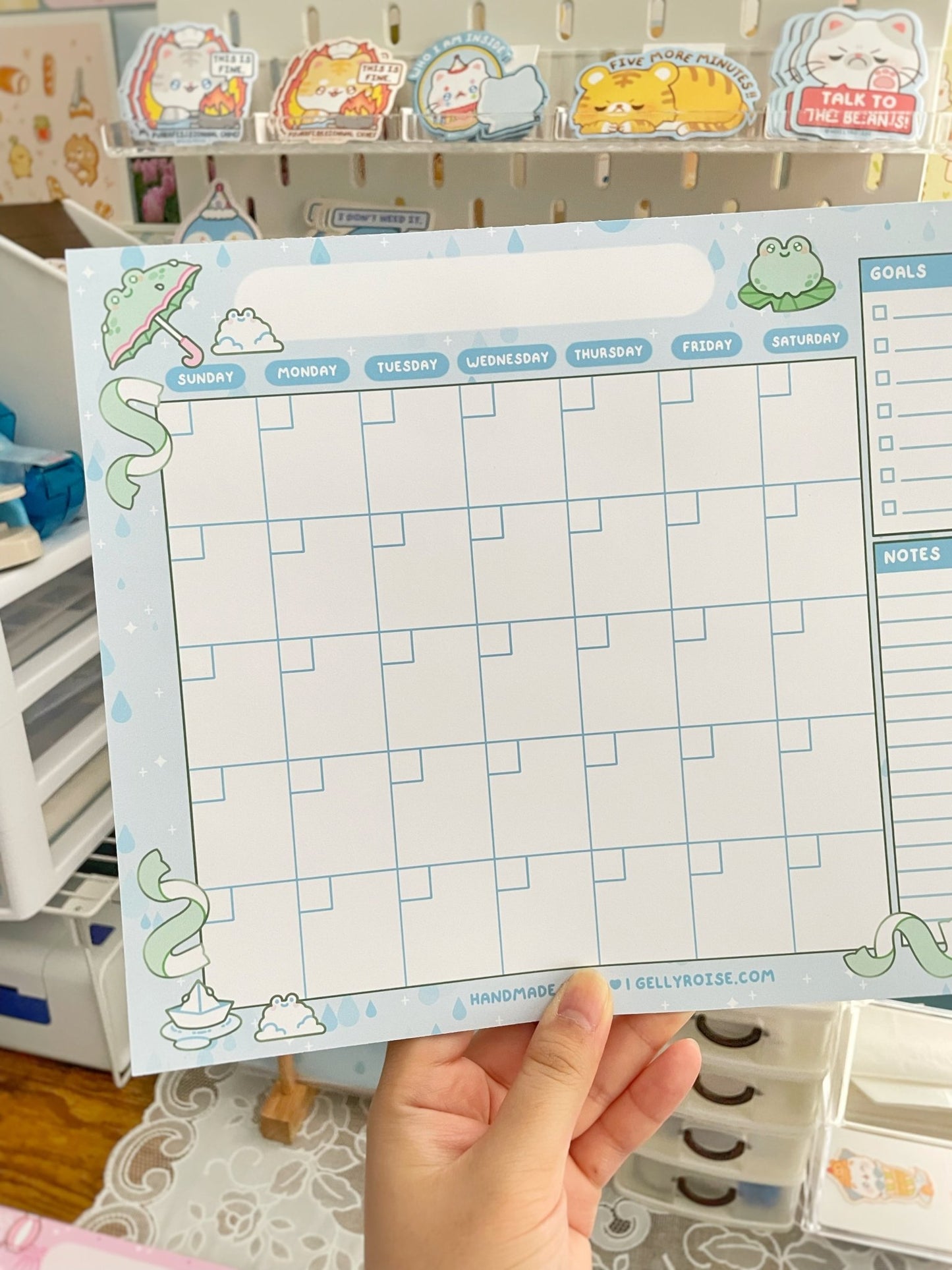 NEW Rainy Day Penguin Handmade Monthly Desk Calendar - Gelly Roise