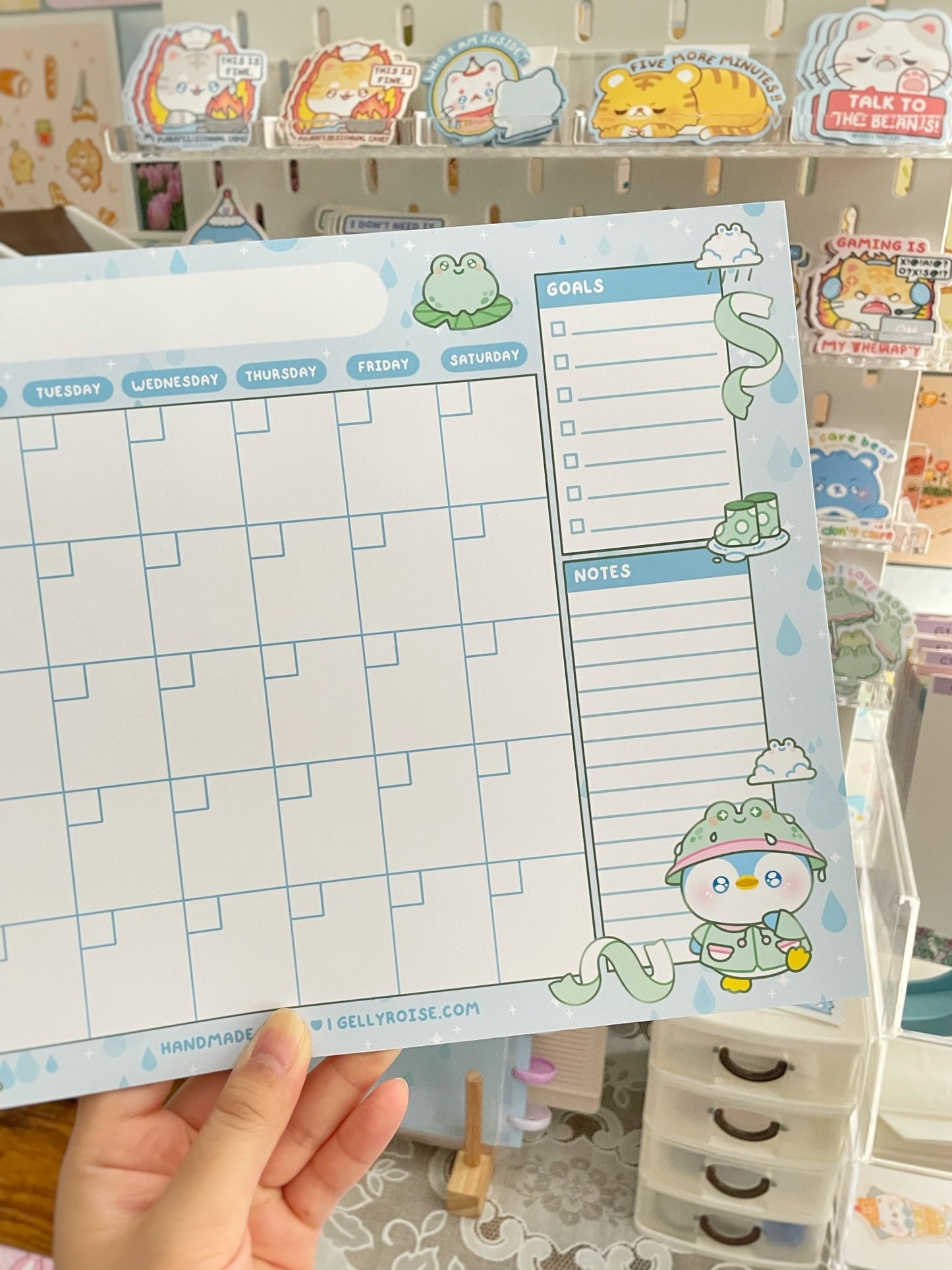 NEW Rainy Day Penguin Handmade Monthly Desk Calendar - Gelly Roise