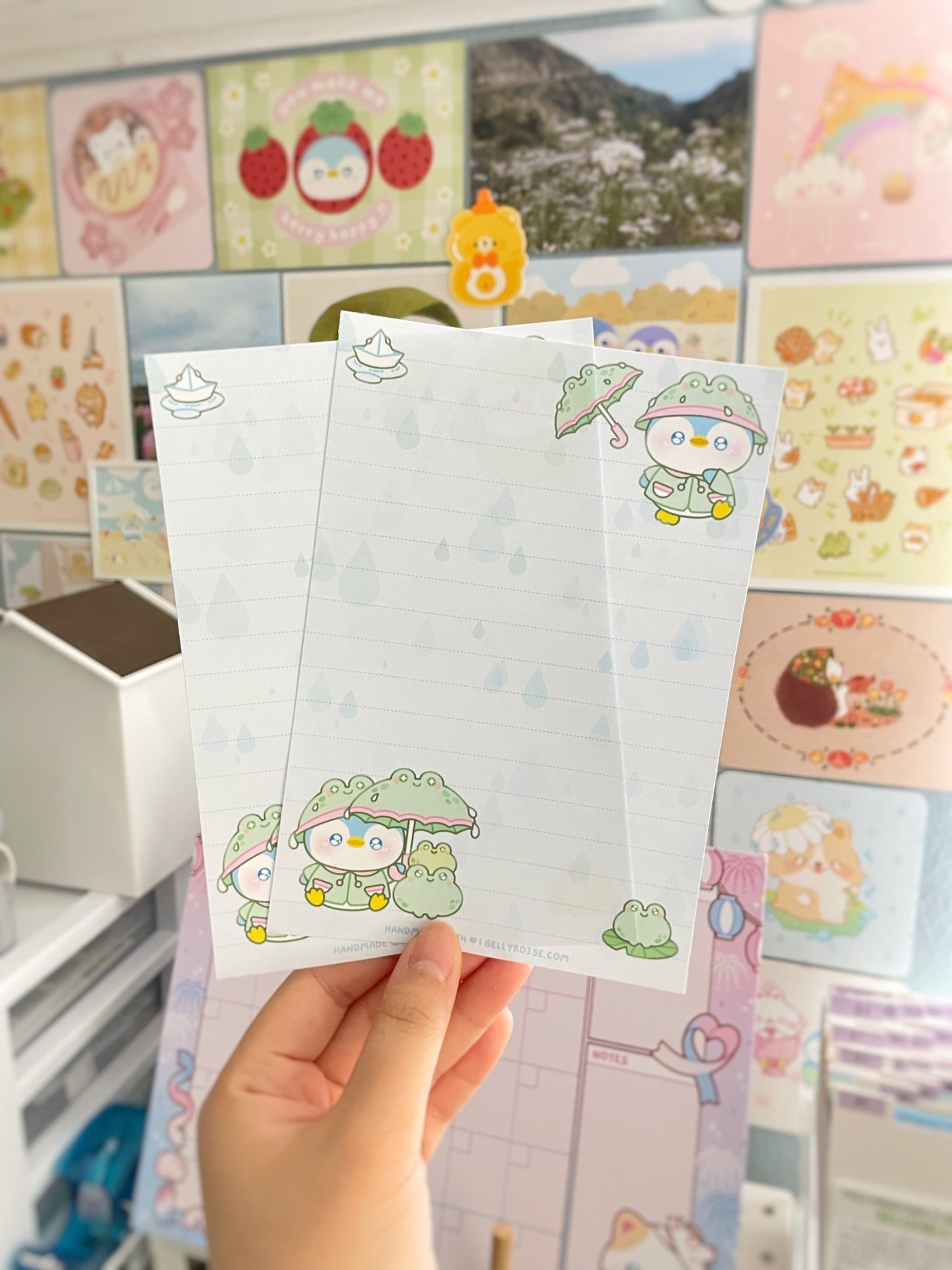 NEW Rainy Day Penguin Stationery Set - Gelly Roise