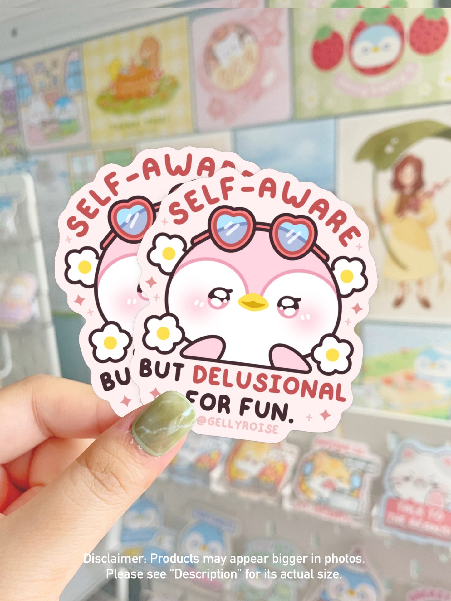 NEW Self - aware but Delusional for Fun Waterproof Sticker - Gelly Roise