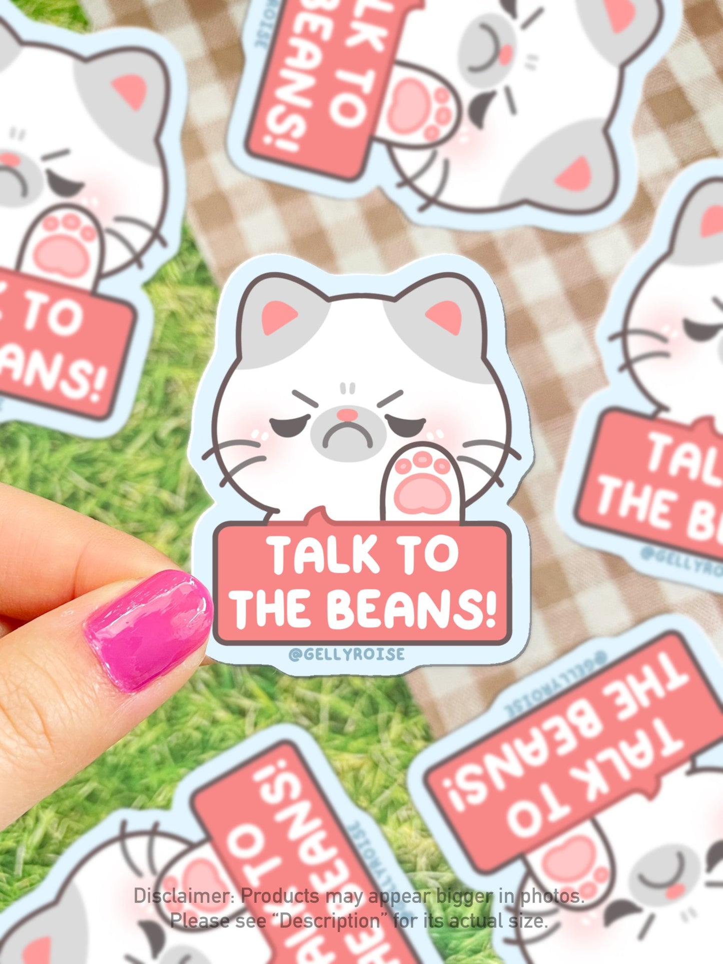 NEW Talk To The Beans/Paw Sassy Cat Waterproof Sticker - Gelly Roise