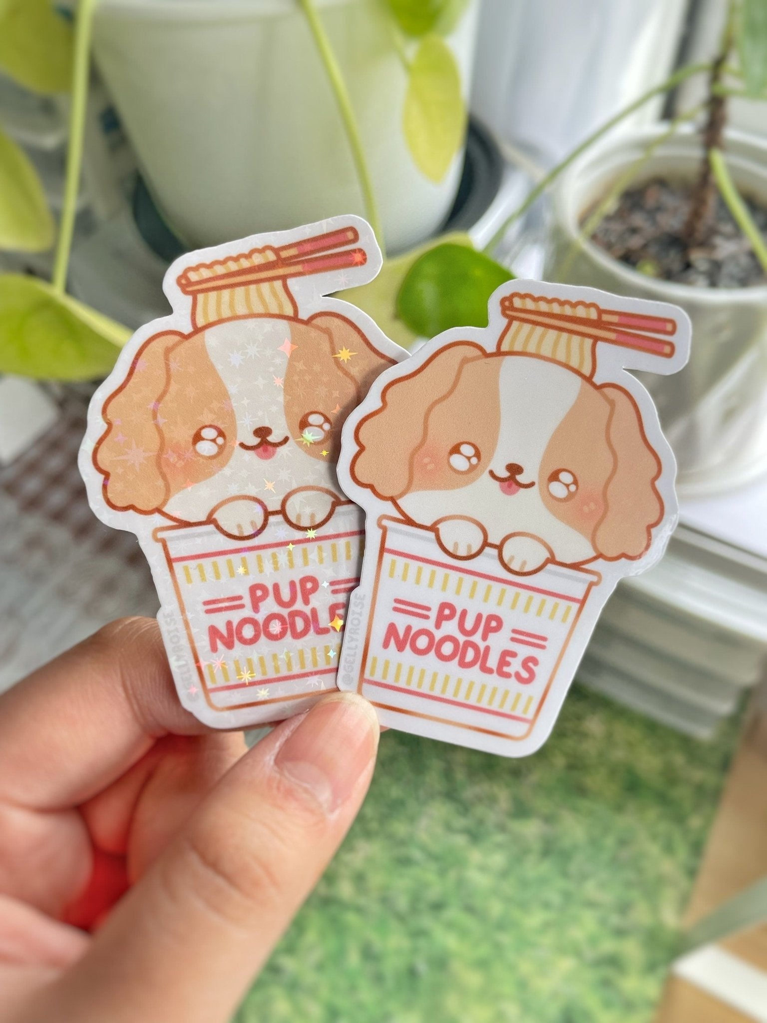 Cavalier Spaniel Pup Noodles Waterproof Sticker - Gelly Roise