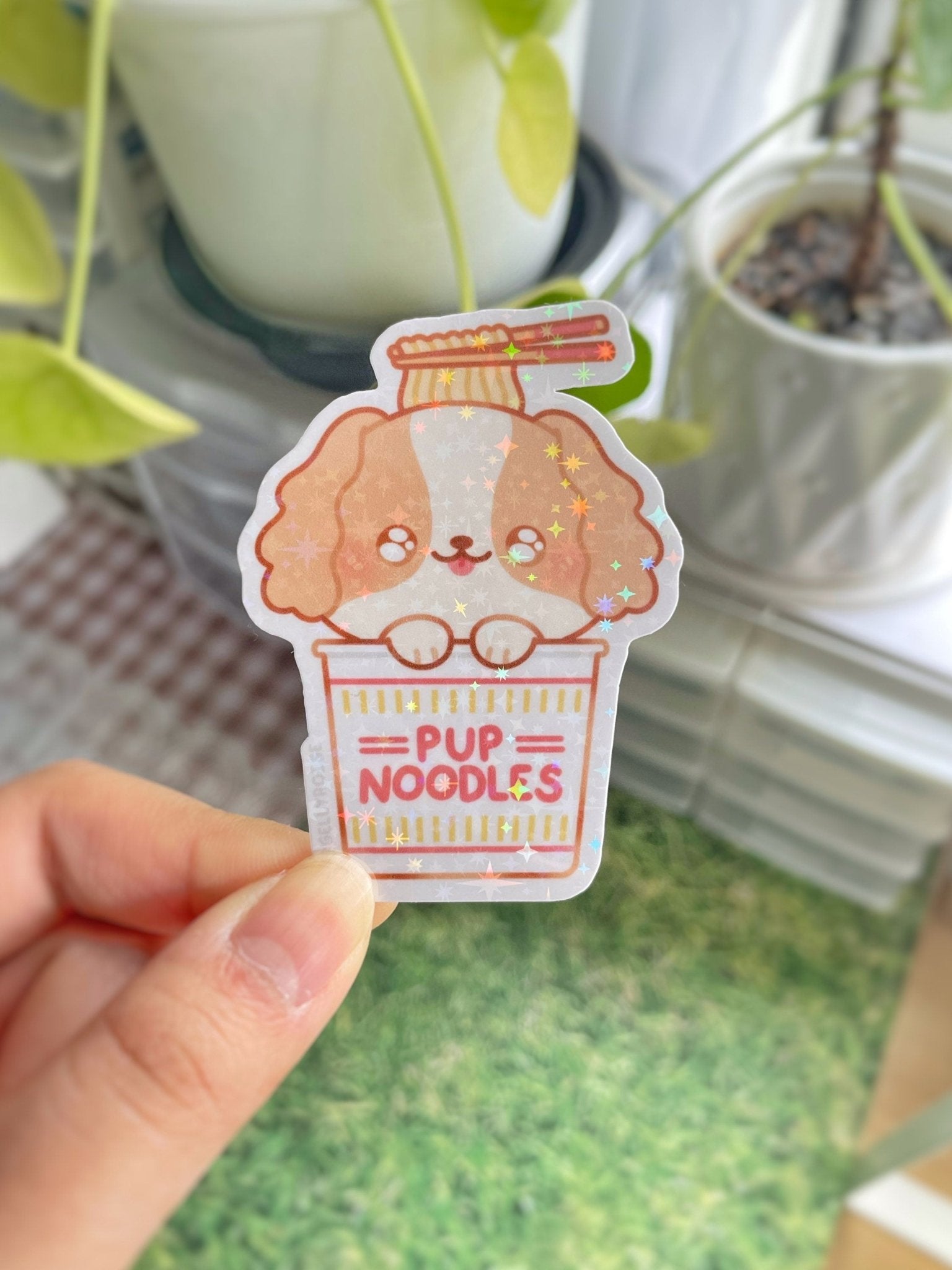 Cavalier Spaniel Pup Noodles Waterproof Sticker - Gelly Roise