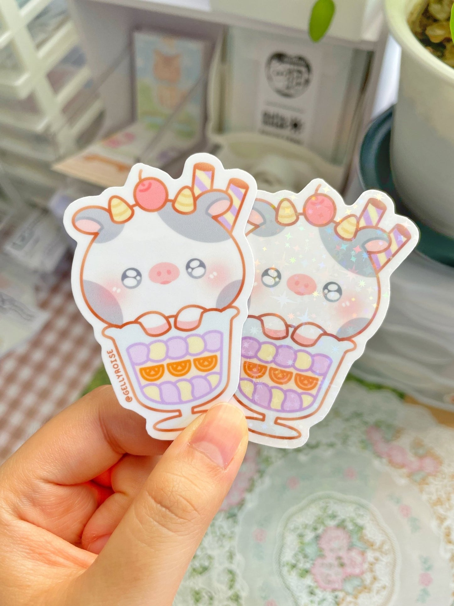 Cow x Parfait Waterproof Sticker - Gelly Roise