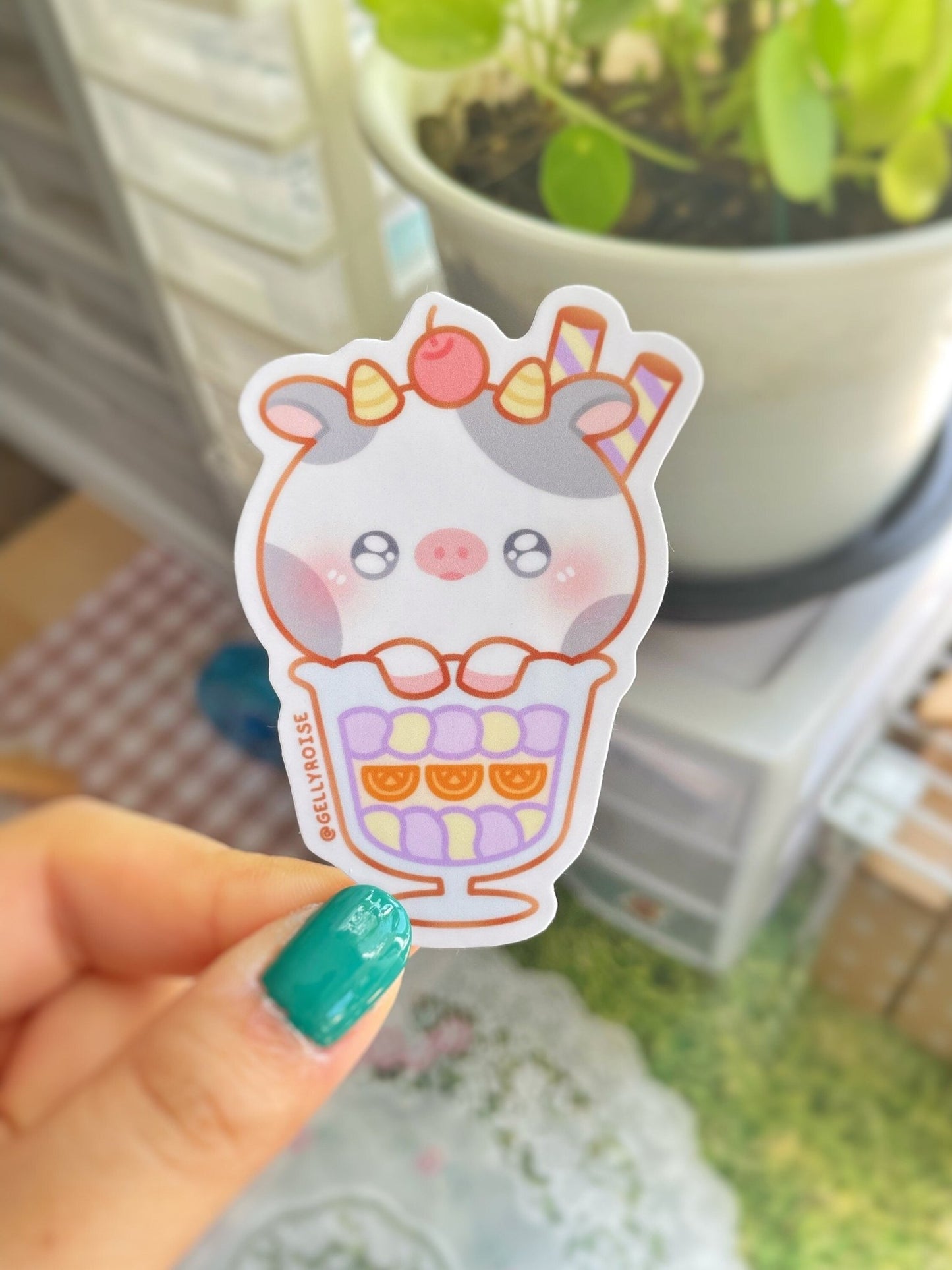 Cow x Parfait Waterproof Sticker - Gelly Roise