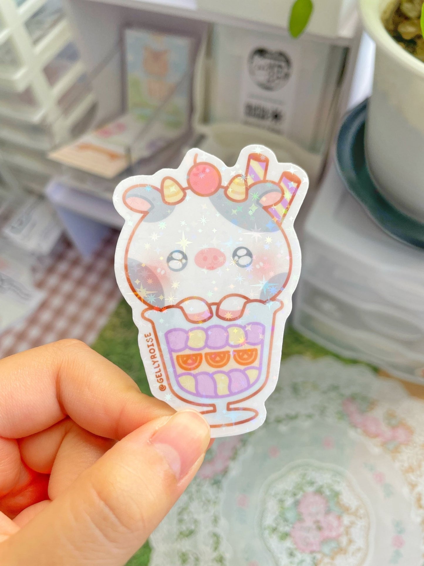 Cow x Parfait Waterproof Sticker - Gelly Roise