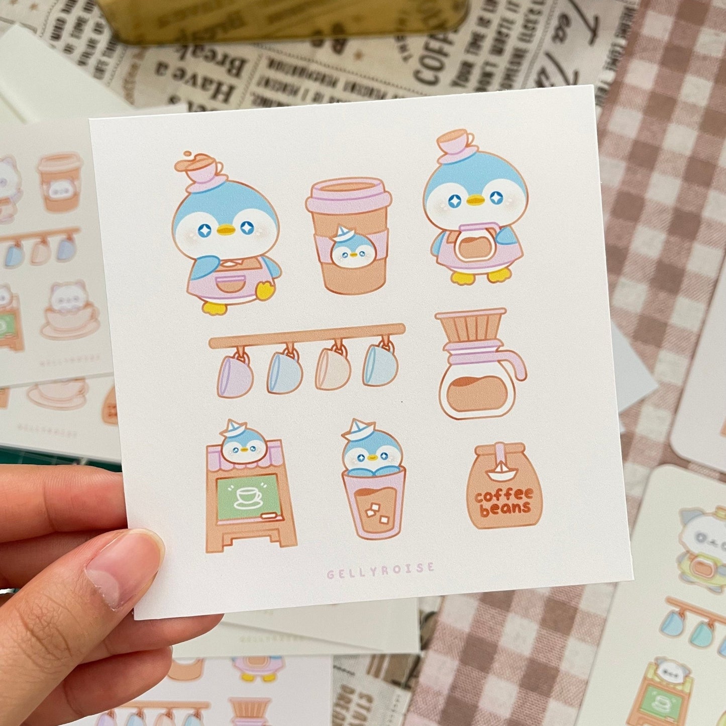 Cute Pastel Coffee Art Prints - Gelly Roise