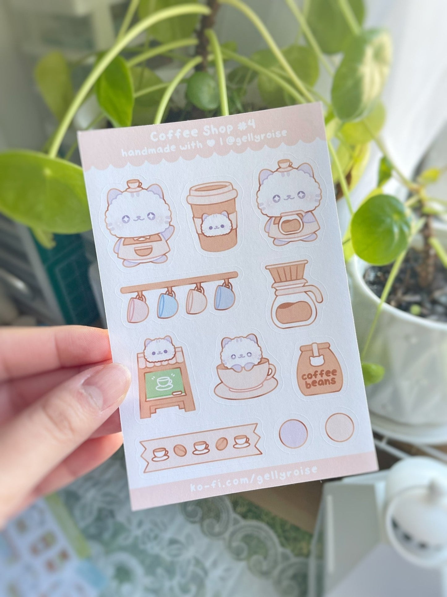 Kitty x Coffee Shop Sticker Sheet - Gelly Roise