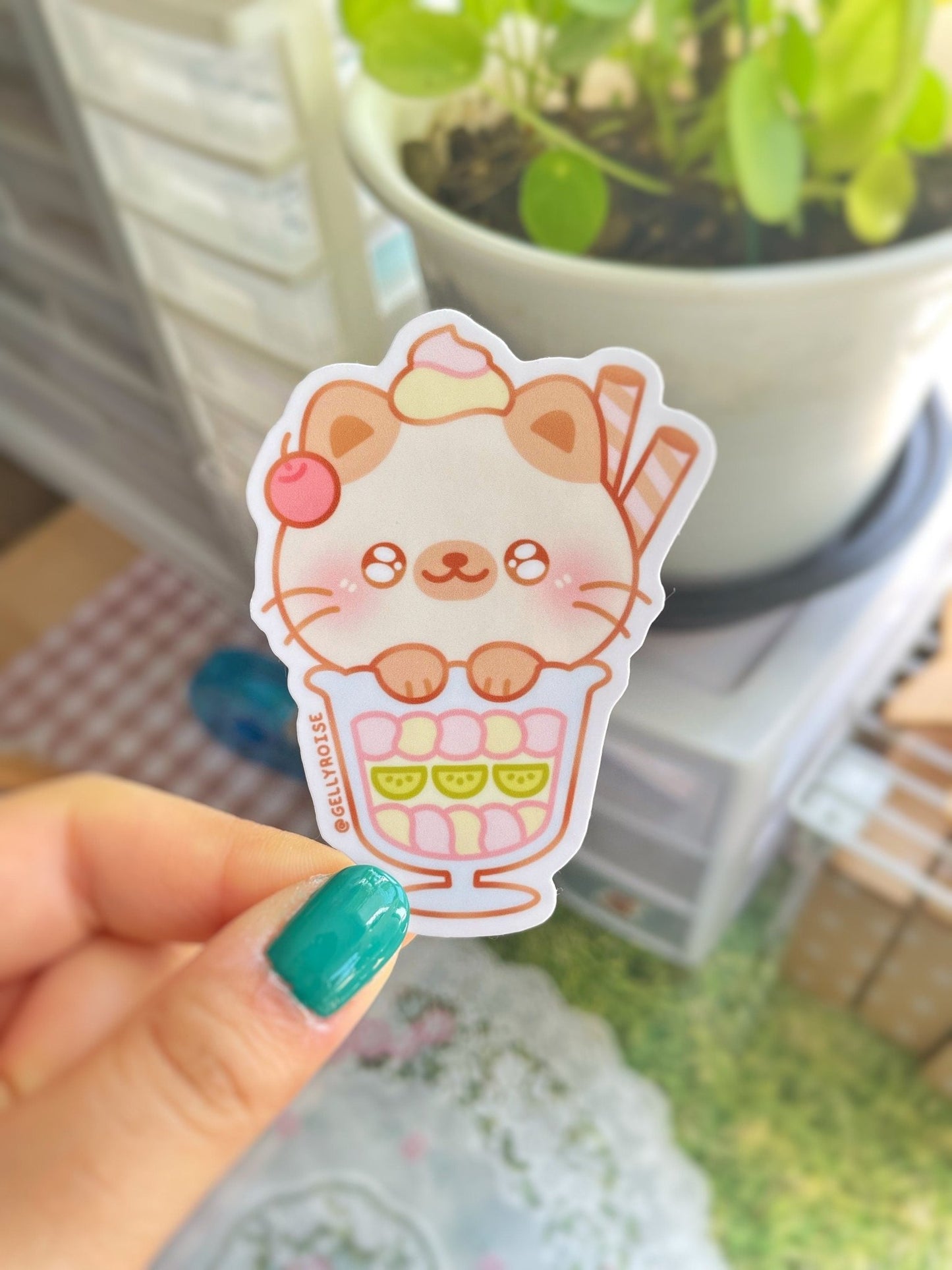 Kitty x Parfait Waterproof Sticker - Gelly Roise