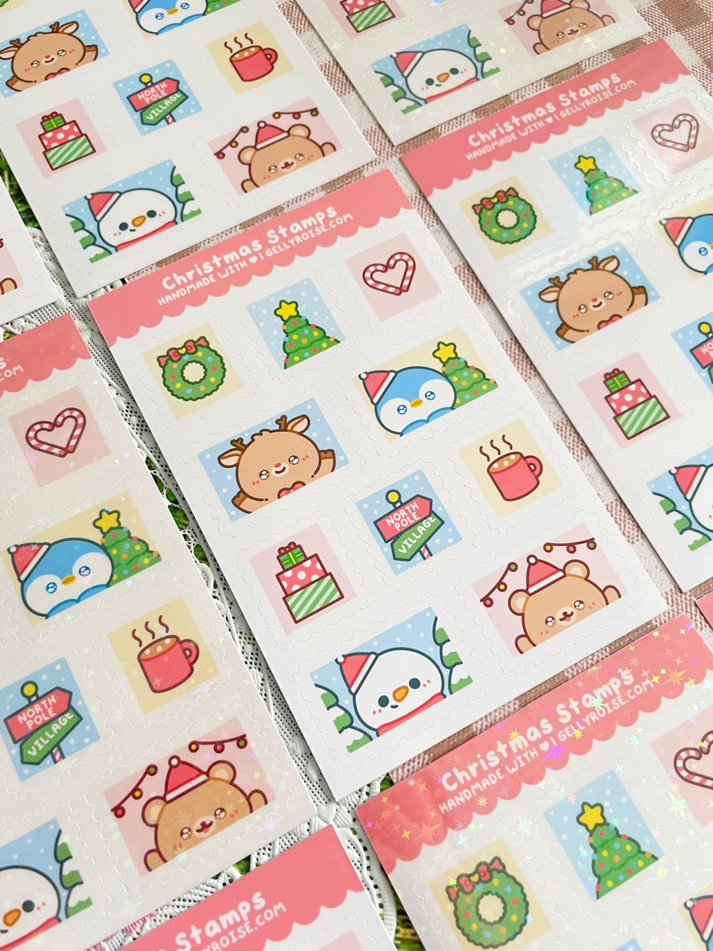 NEW Christmas Stamps Sticker Sheet - Gelly Roise