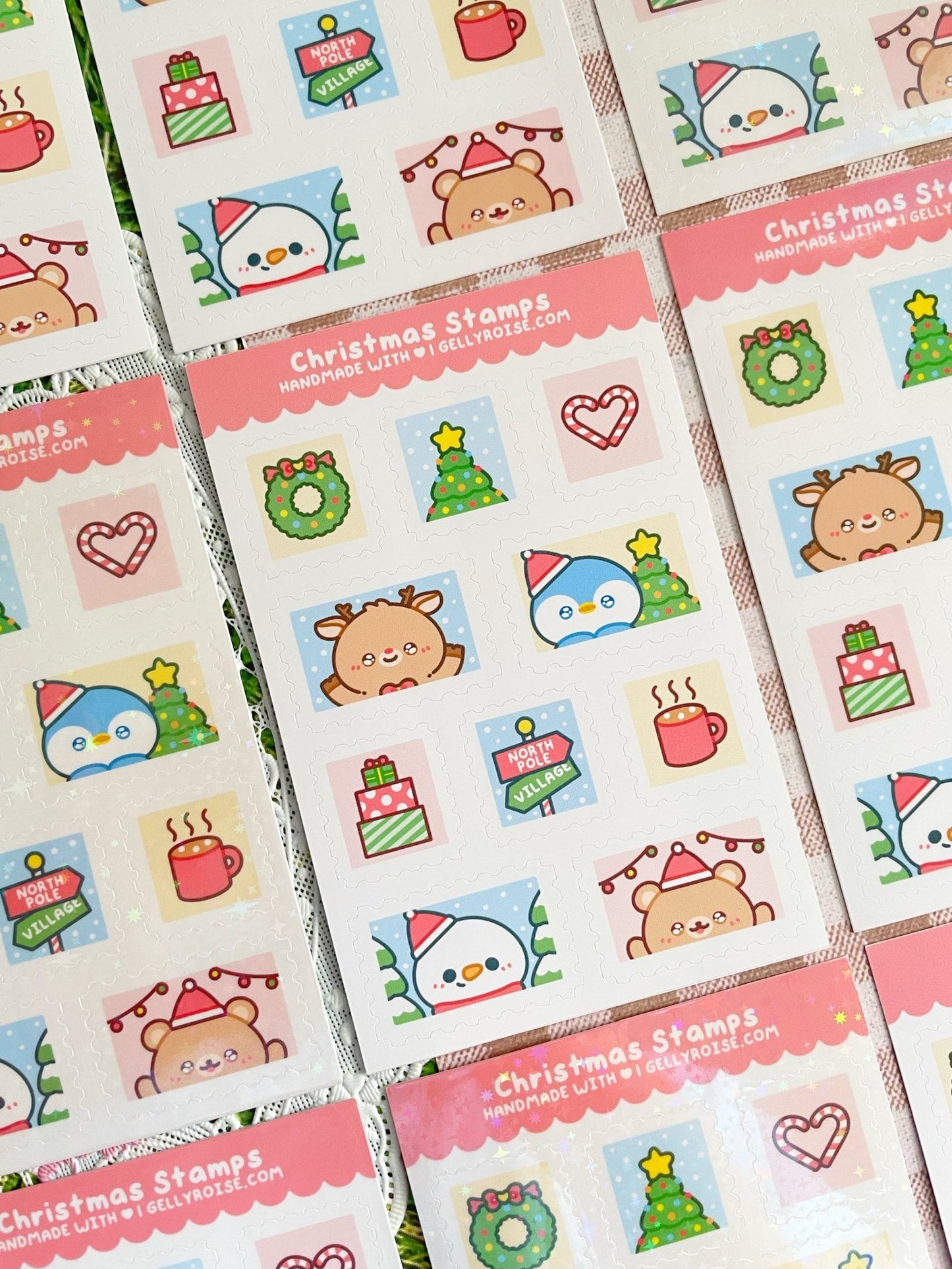 NEW Christmas Stamps Sticker Sheet - Gelly Roise