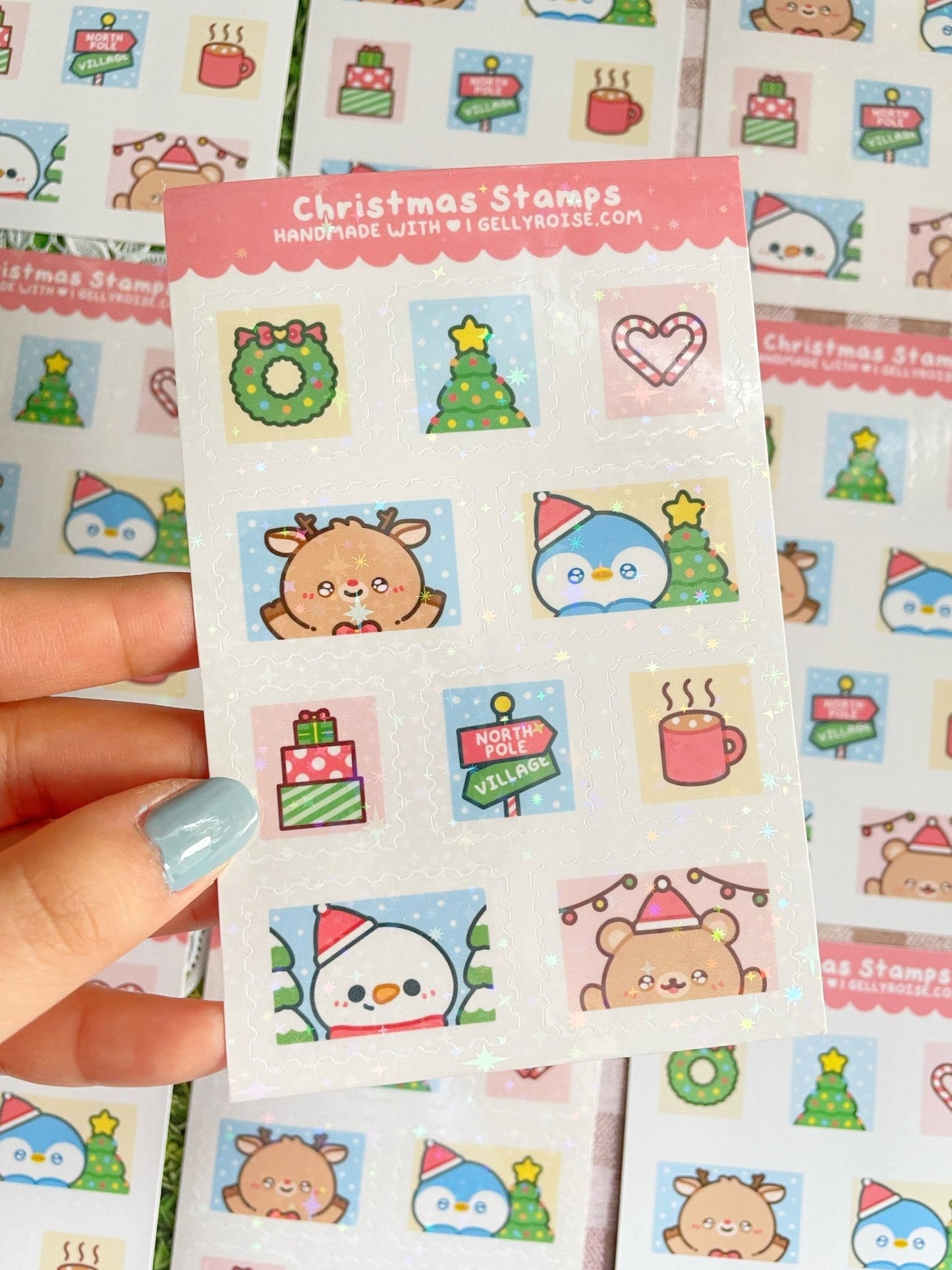 NEW Christmas Stamps Sticker Sheet - Gelly Roise