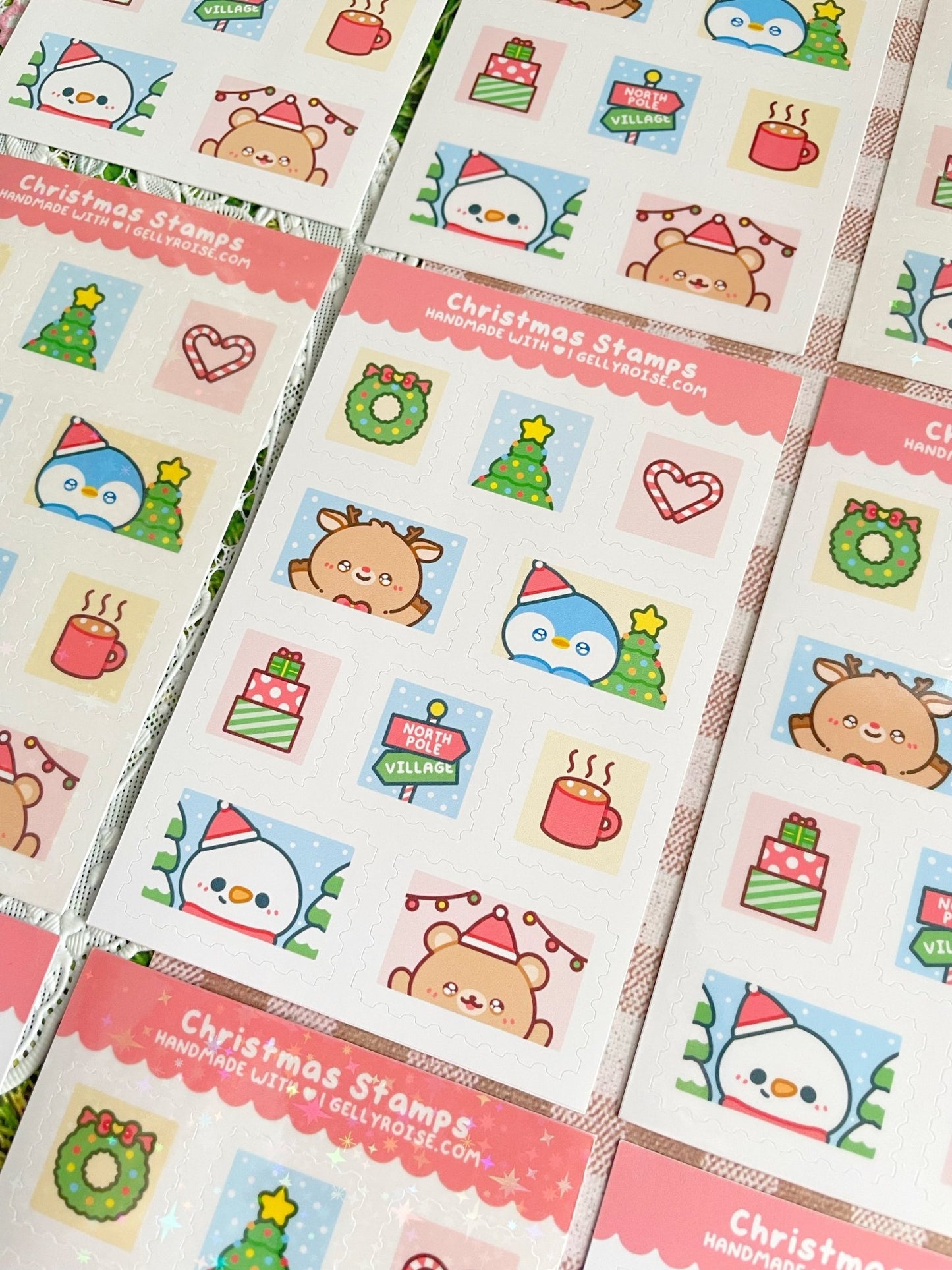 NEW Christmas Stamps Sticker Sheet - Gelly Roise