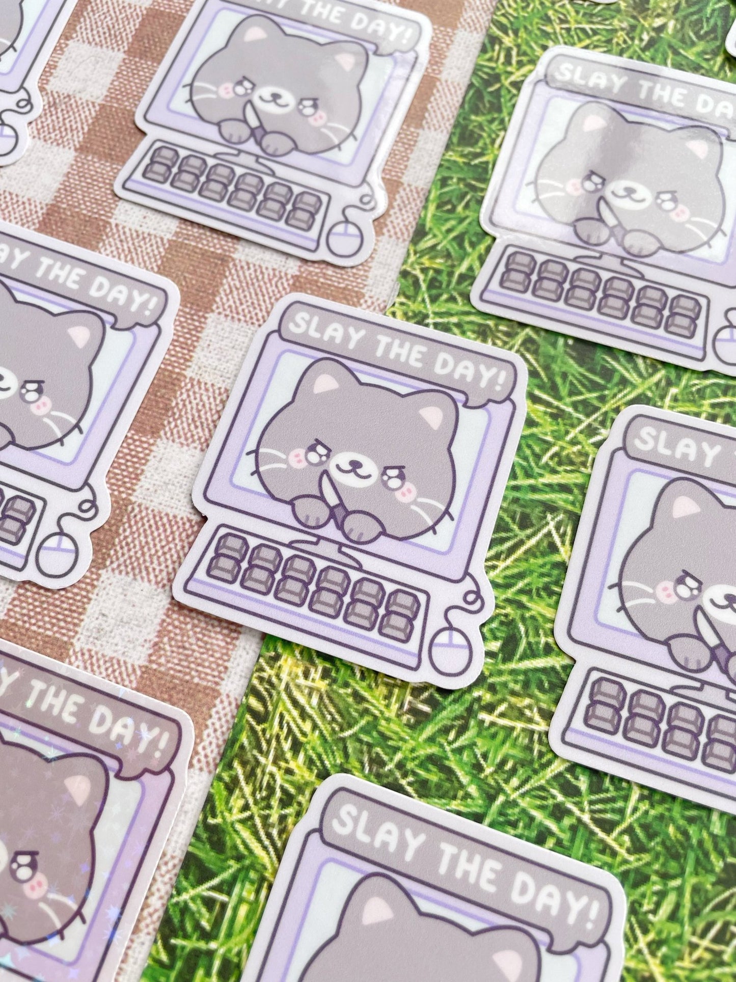 New Slay The Day Kitty Waterproof Sticker - Gelly Roise