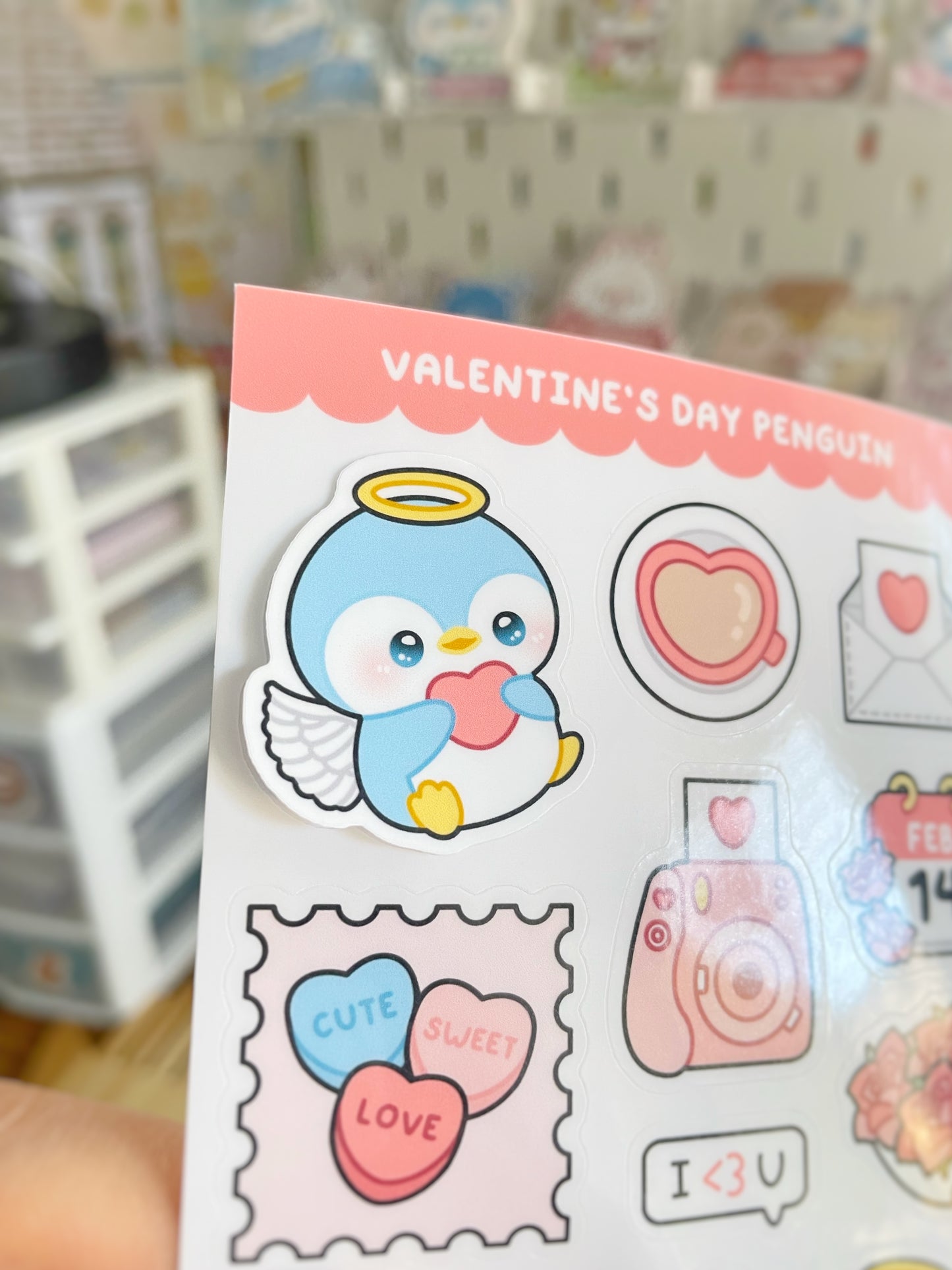 NEW Valentines Day Penguin Sticker Sheet