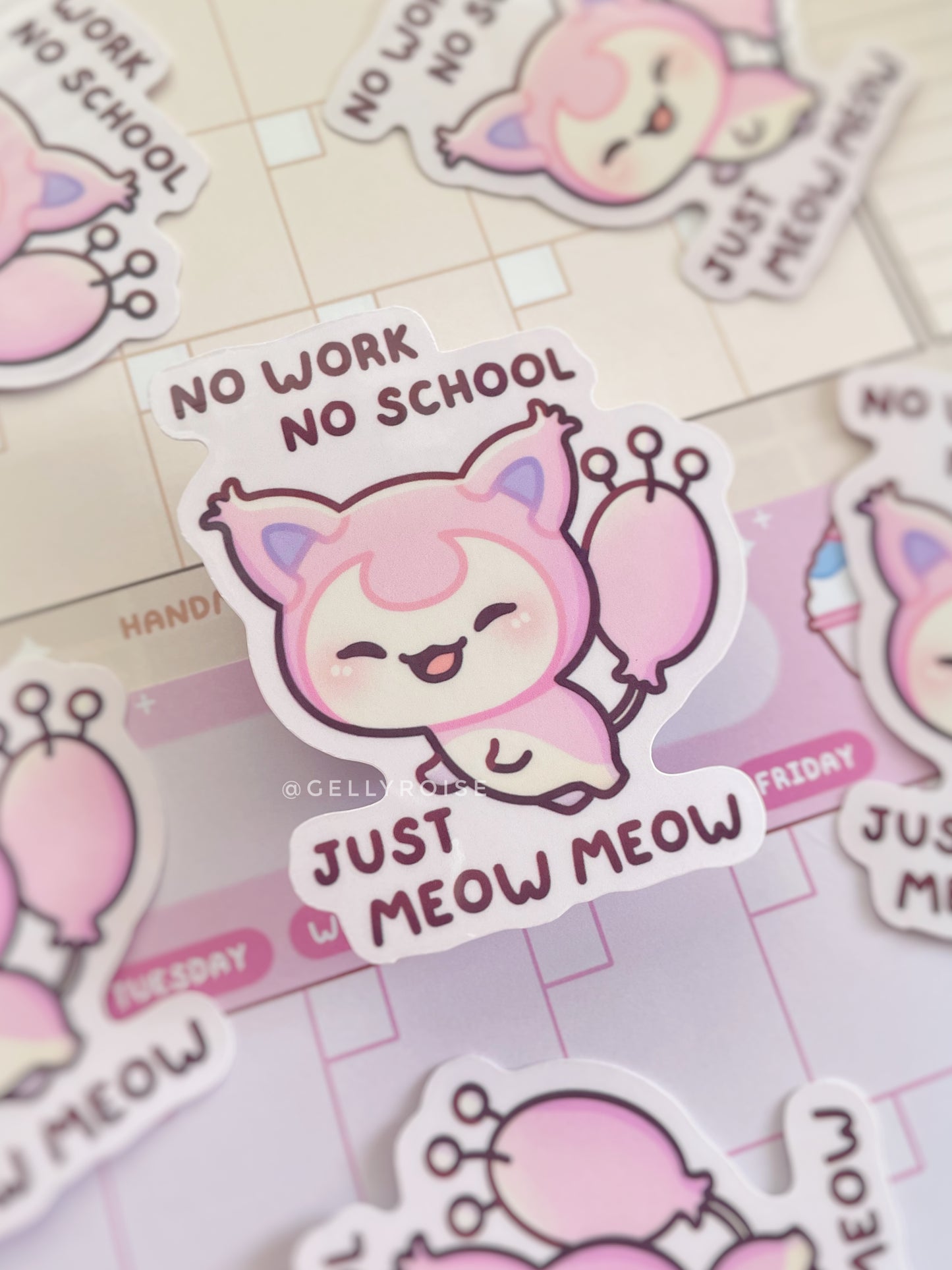 Pink Kitty Waterproof Sticker