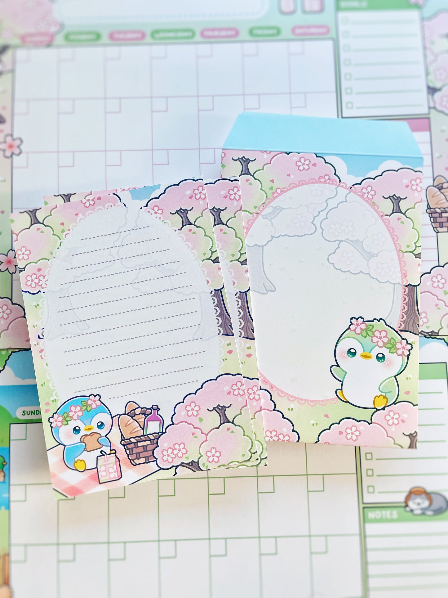 Spring Time Penguin Paper & Envelope Sets