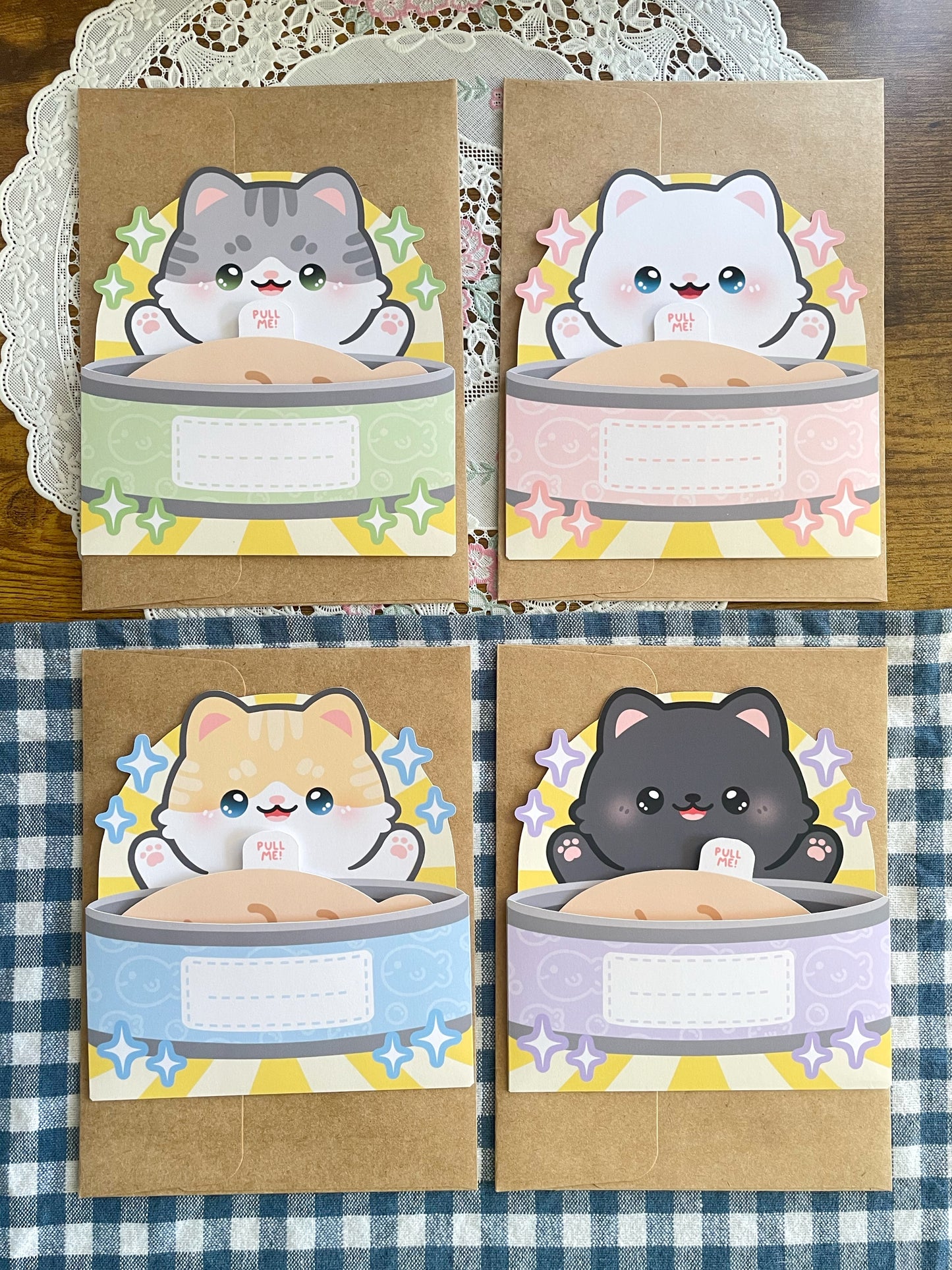 NEW Cat with Canned Taiyaki Fish Greeting Card