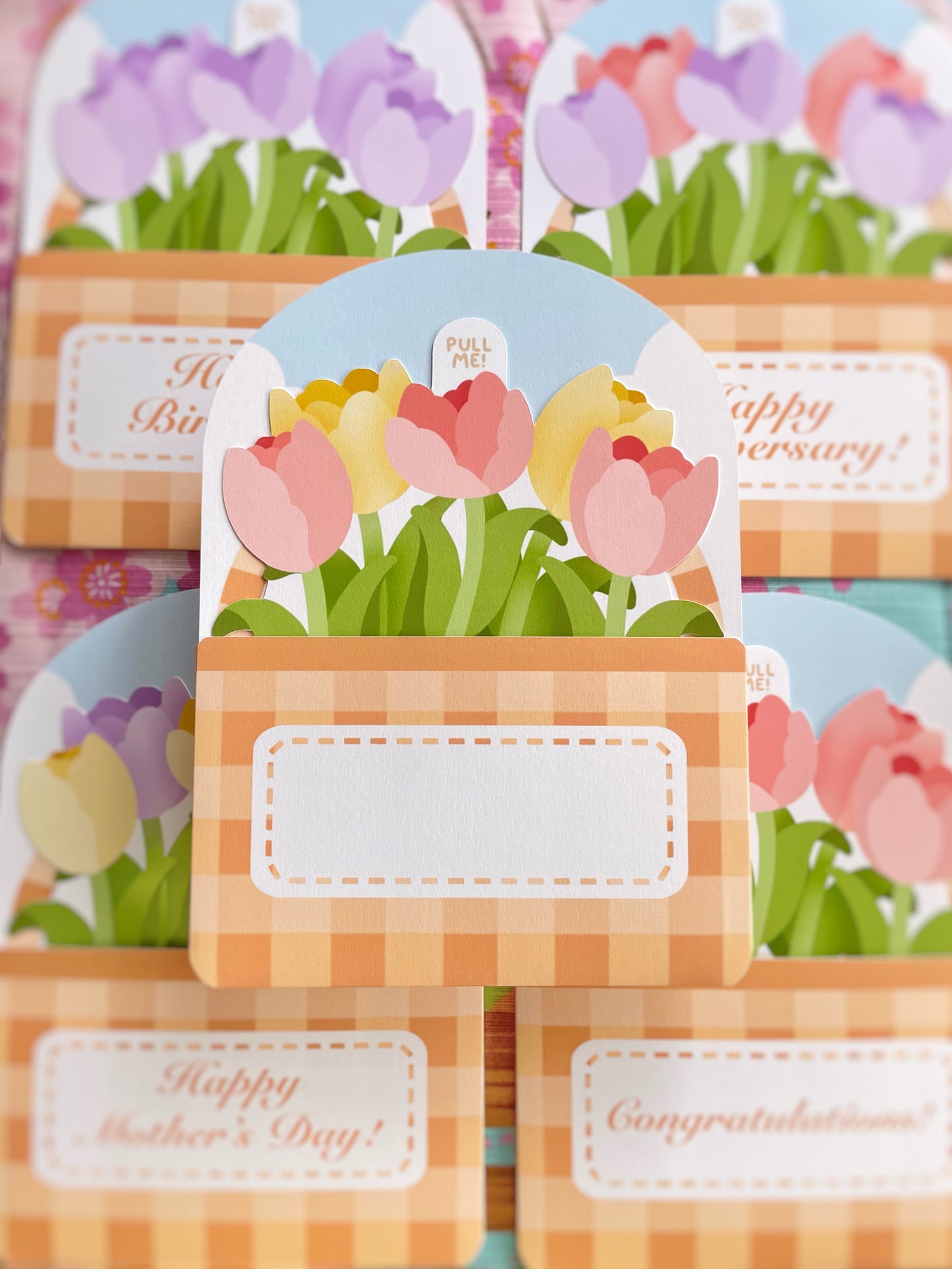 NEW Tulips Flower Basket Greeting Card