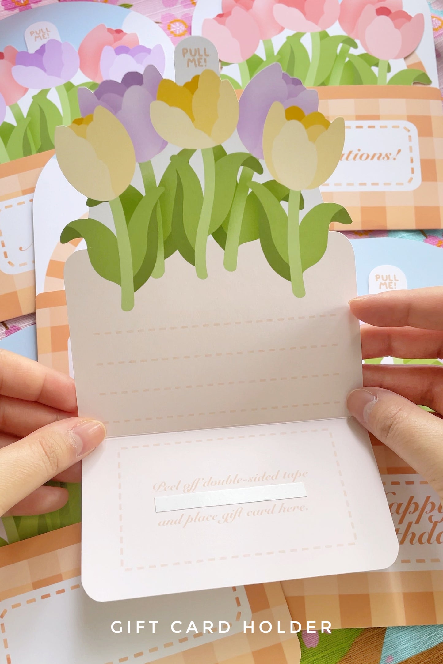 NEW Tulips Flower Basket Greeting Card