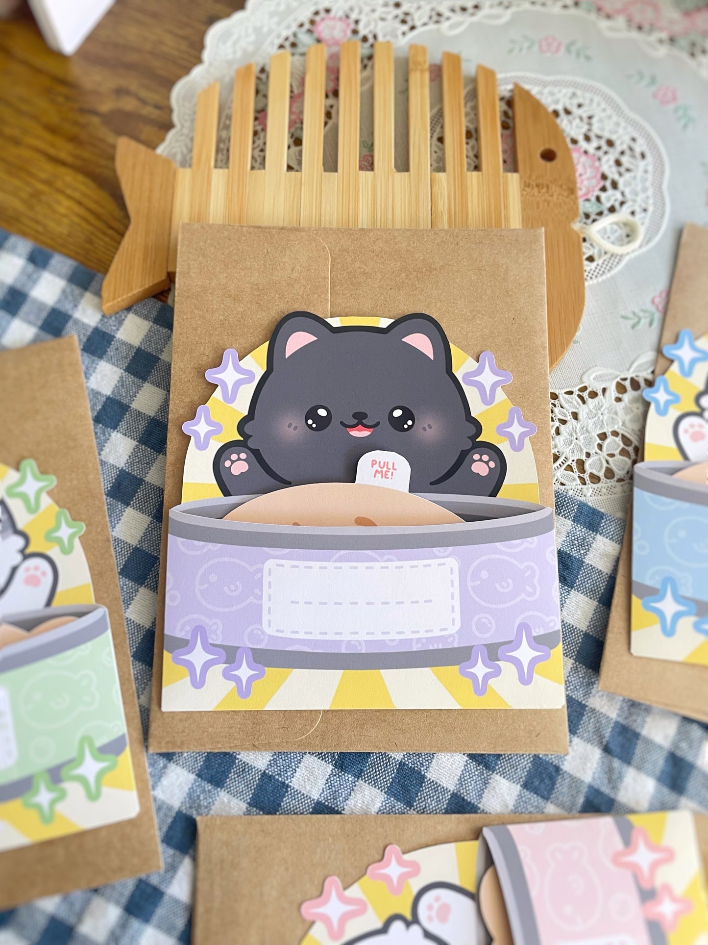 NEW Cat with Canned Taiyaki Fish Greeting Card