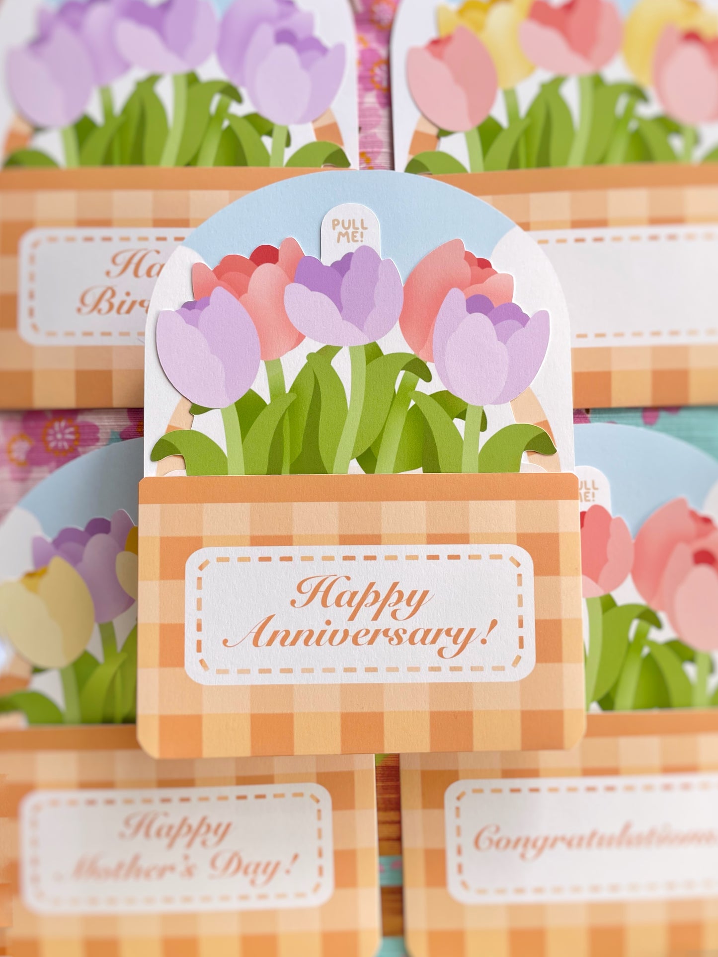 NEW Tulips Flower Basket Greeting Card