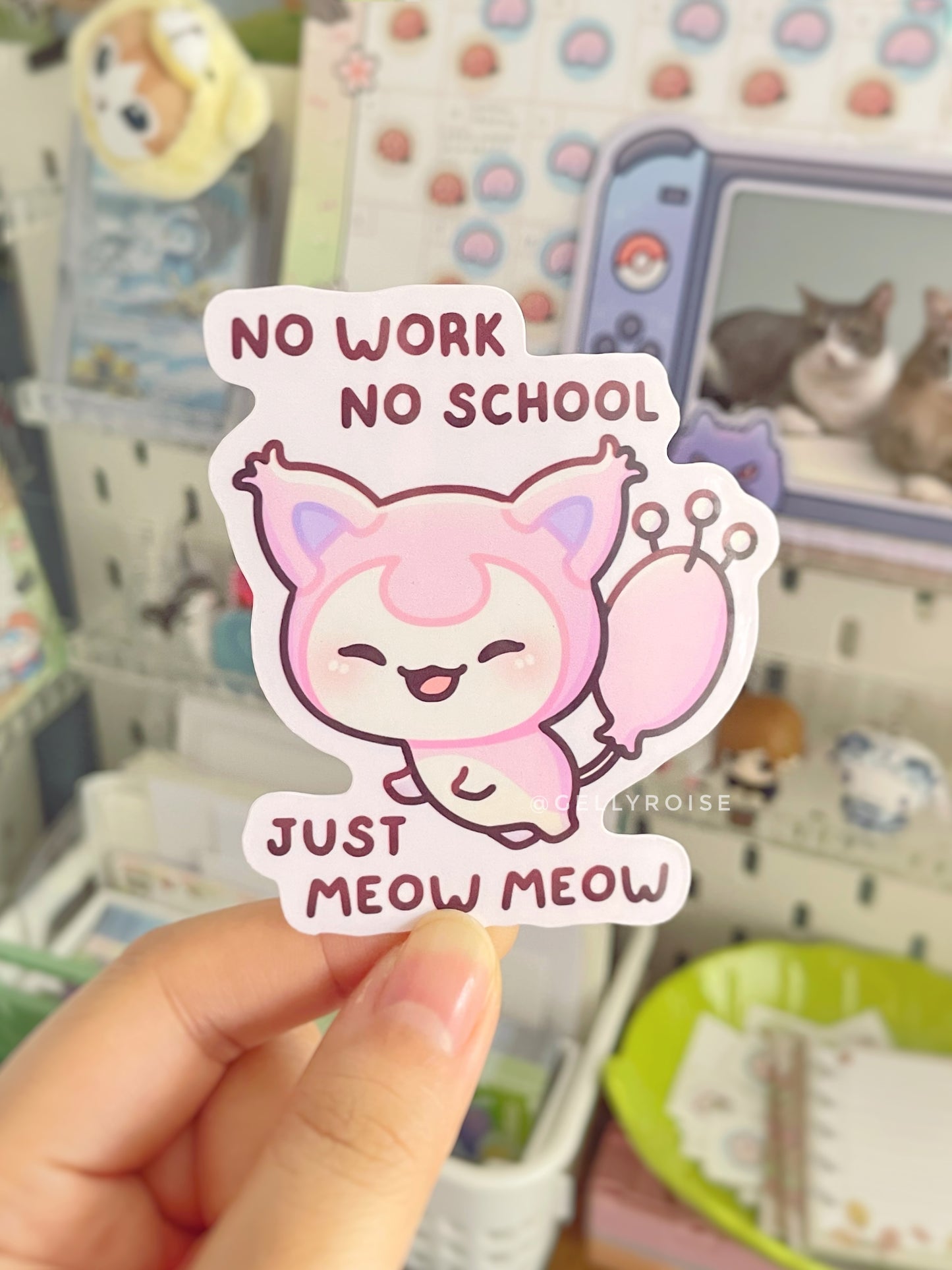 Pink Kitty Waterproof Sticker