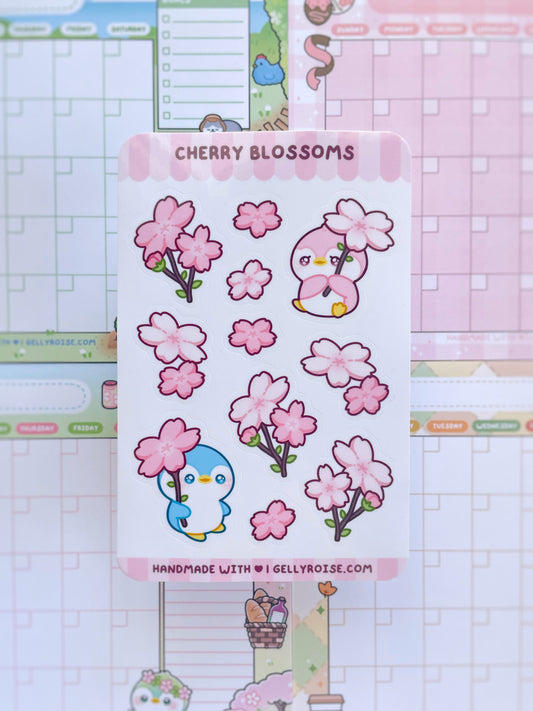 Cherry Blossom Penguin Sticker Sheet