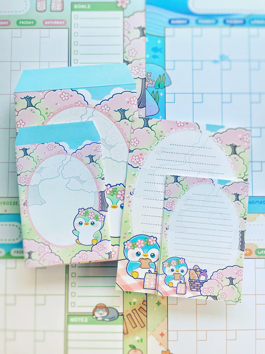 Spring Time Penguin Paper & Envelope Sets